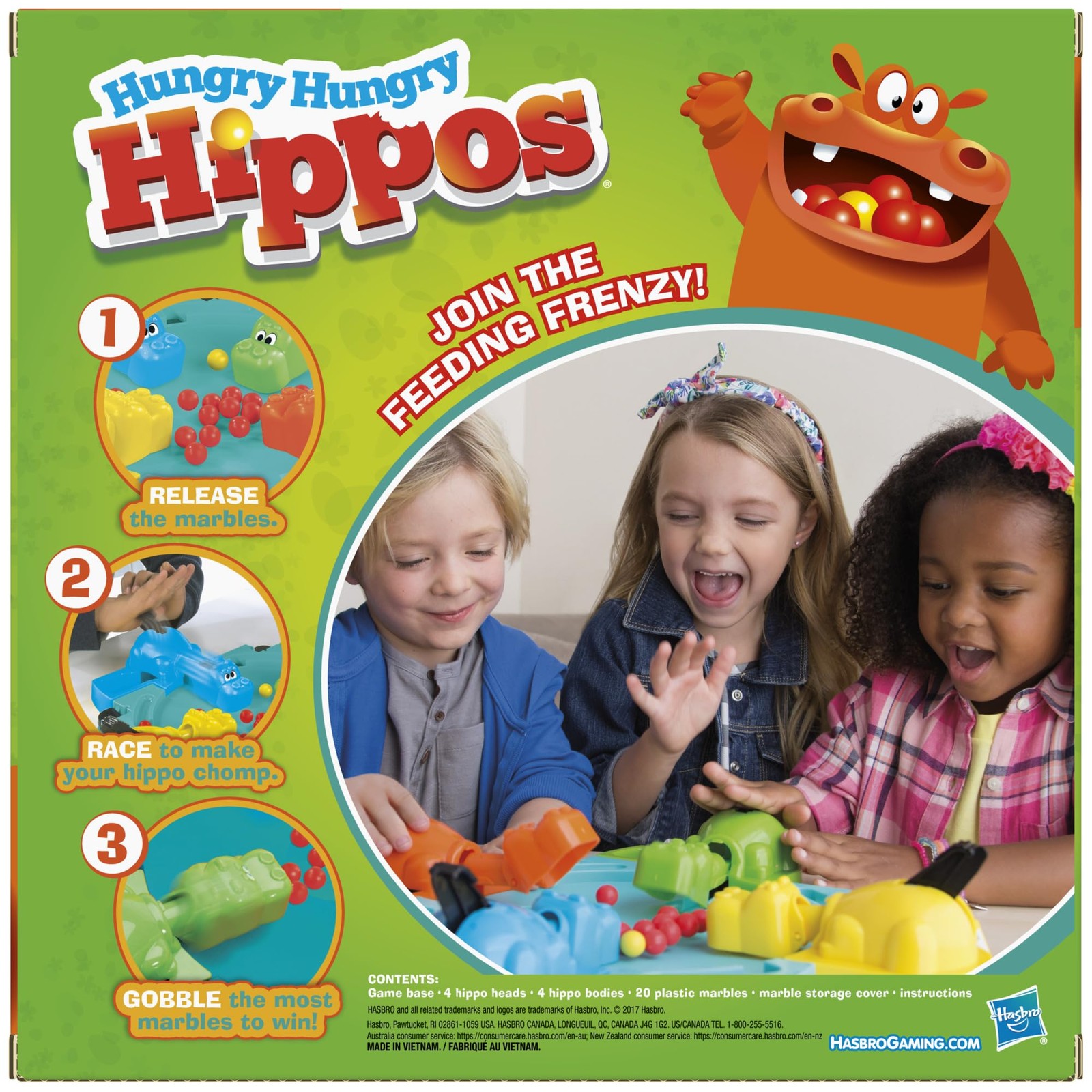 Hungry Hungry Hippos Kids Board Game, Preschool Games for 2-4 Players, Easy to