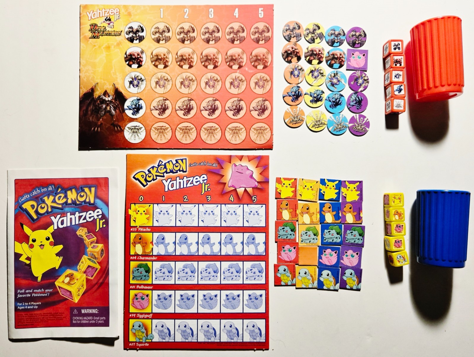 Vintage 2000s Anime Board Game Lot of 3 Pokemon/Duel Masters/Beyblade Yahtzee Jr