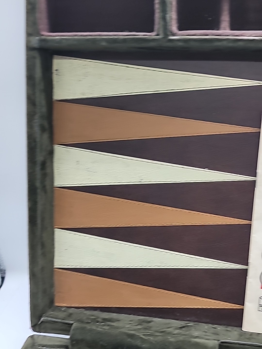 Vintage E.S. Lowe Deluxe Tournament Backgammon Set Felt Feaux Leather Skor Mor