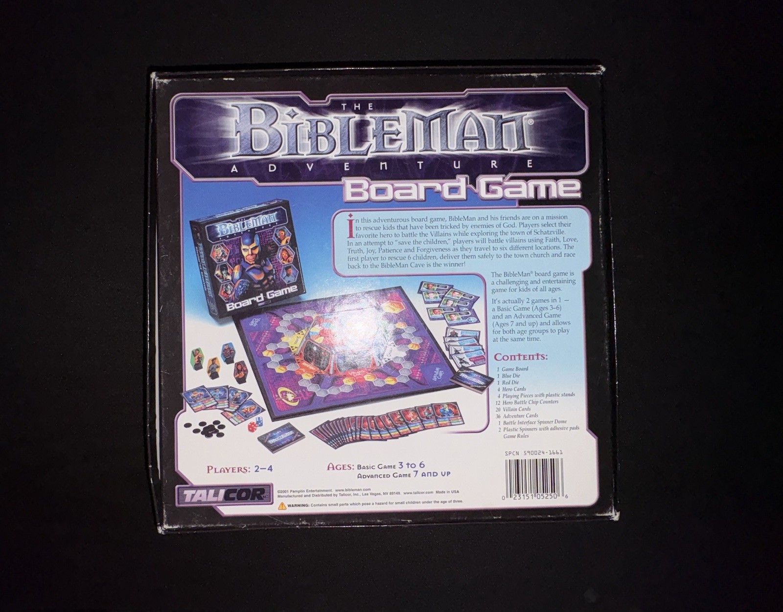 The Bible Man Adventures Board Game 2001 Talicor: 2-4 Players, Ages 3 & Up