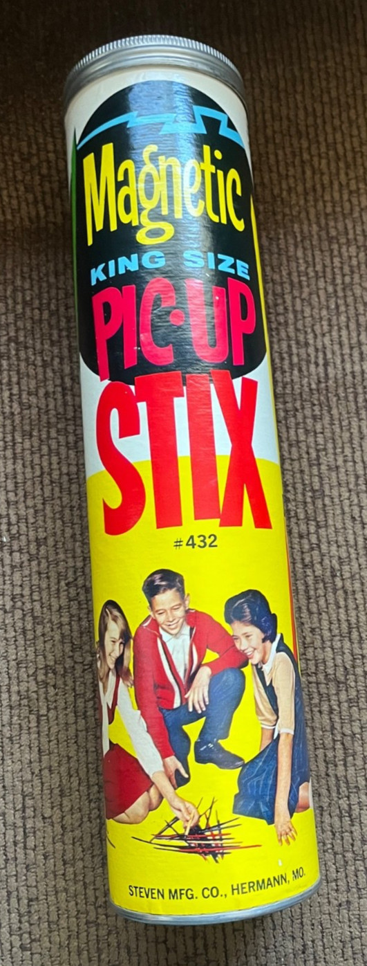 Vintage Magnetic King Size Pic-Up Stix #432 EMPTY TIN & Cardboard container ONLY