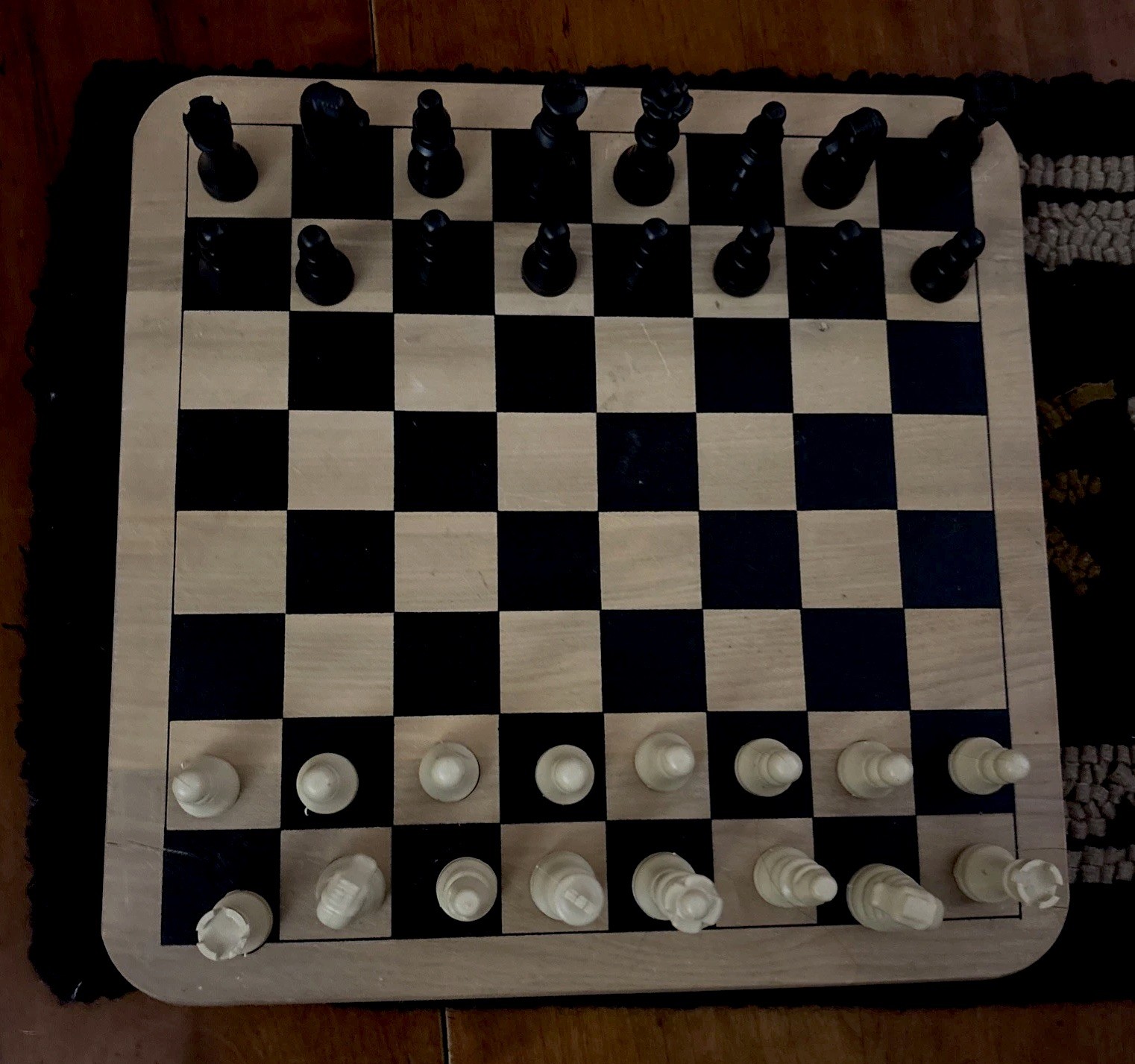 Vintage Wooden Painted Reversible Chess/Checkers/Pachesi Board Game 11″