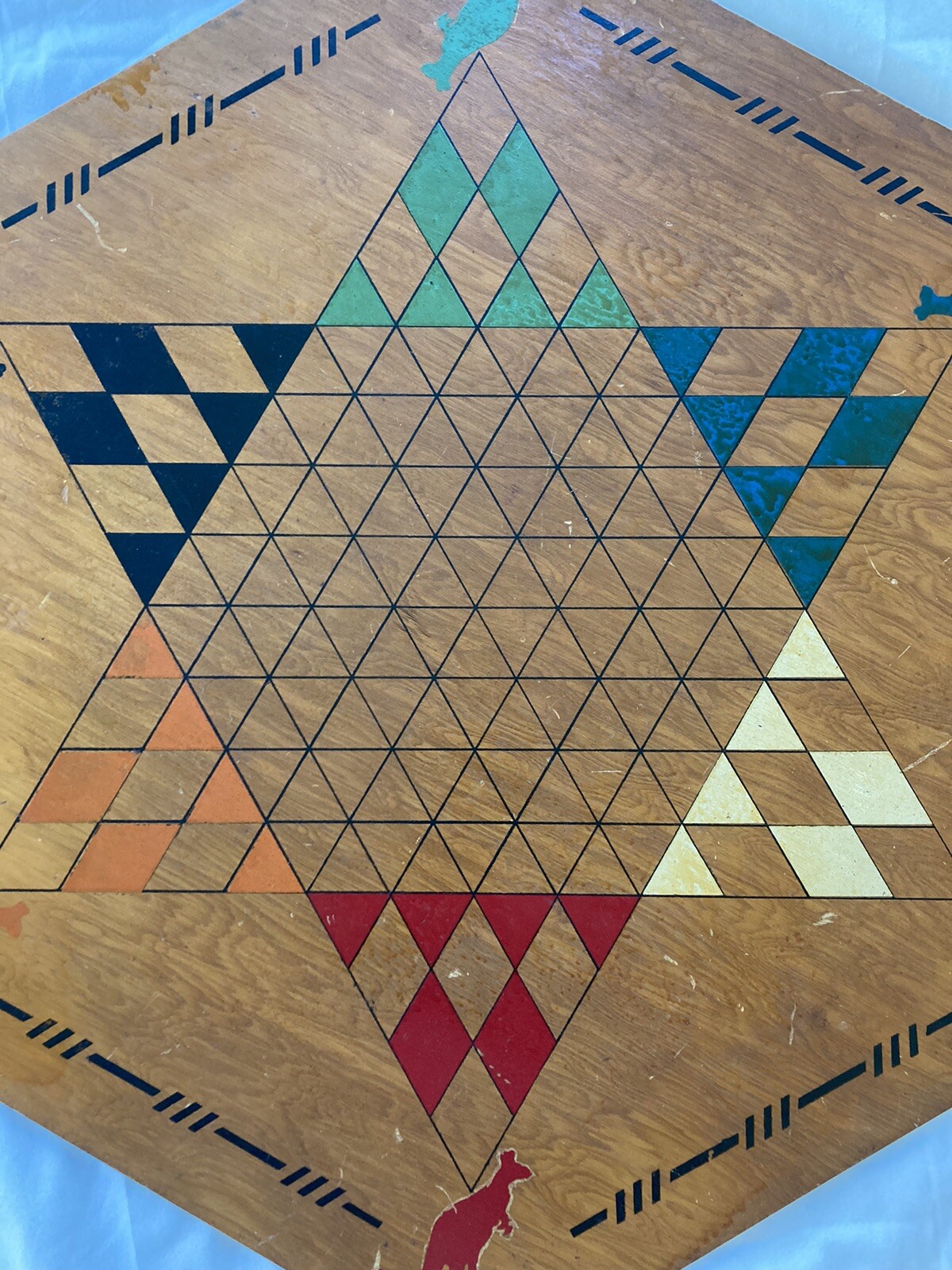 RARE VTG 1937 Large Chinese Checkers Wood Board Wall Art by Kontinental Kangaroo