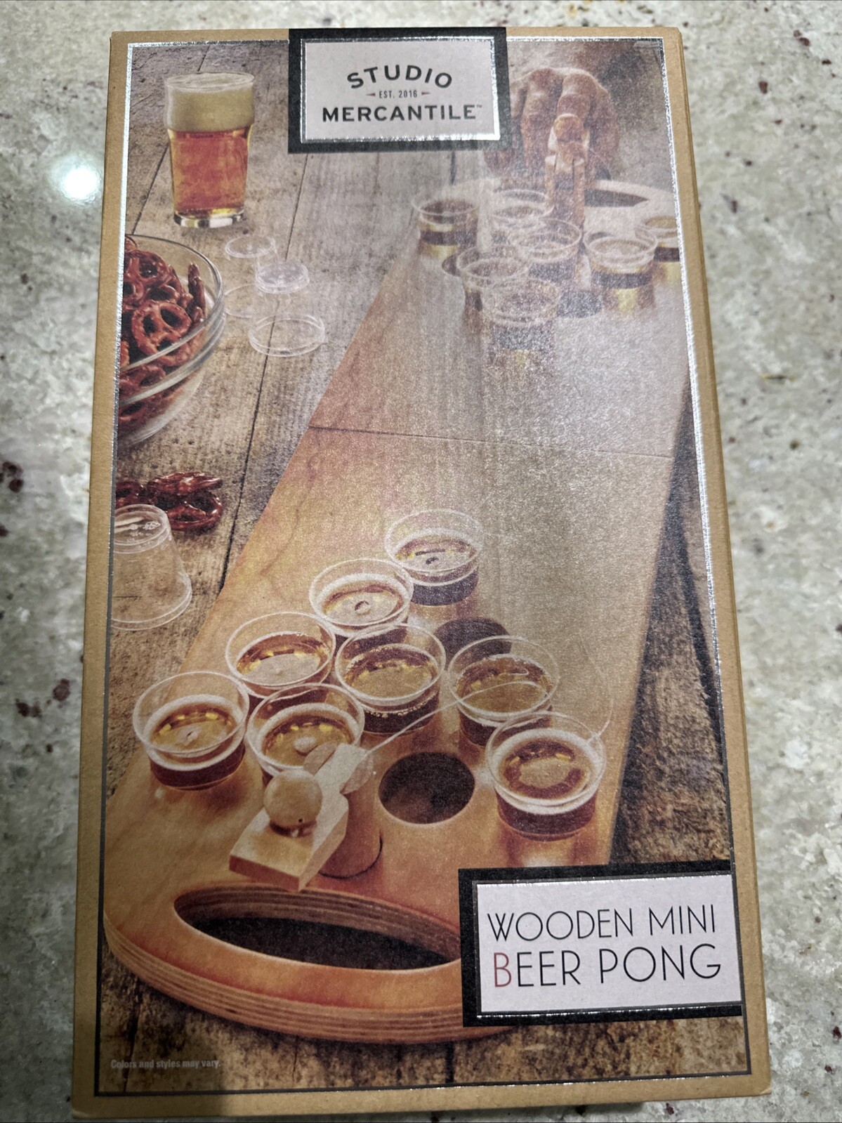WOODEN MINI BEER PONG PARTY GAME BY STUDIO MERCANTILE