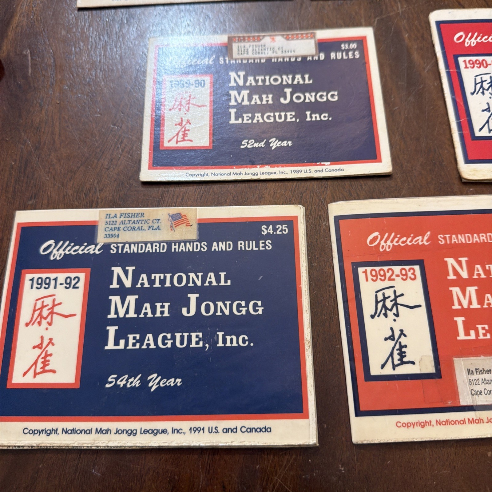 Nationa Mah Jongg League Card 1986-1994