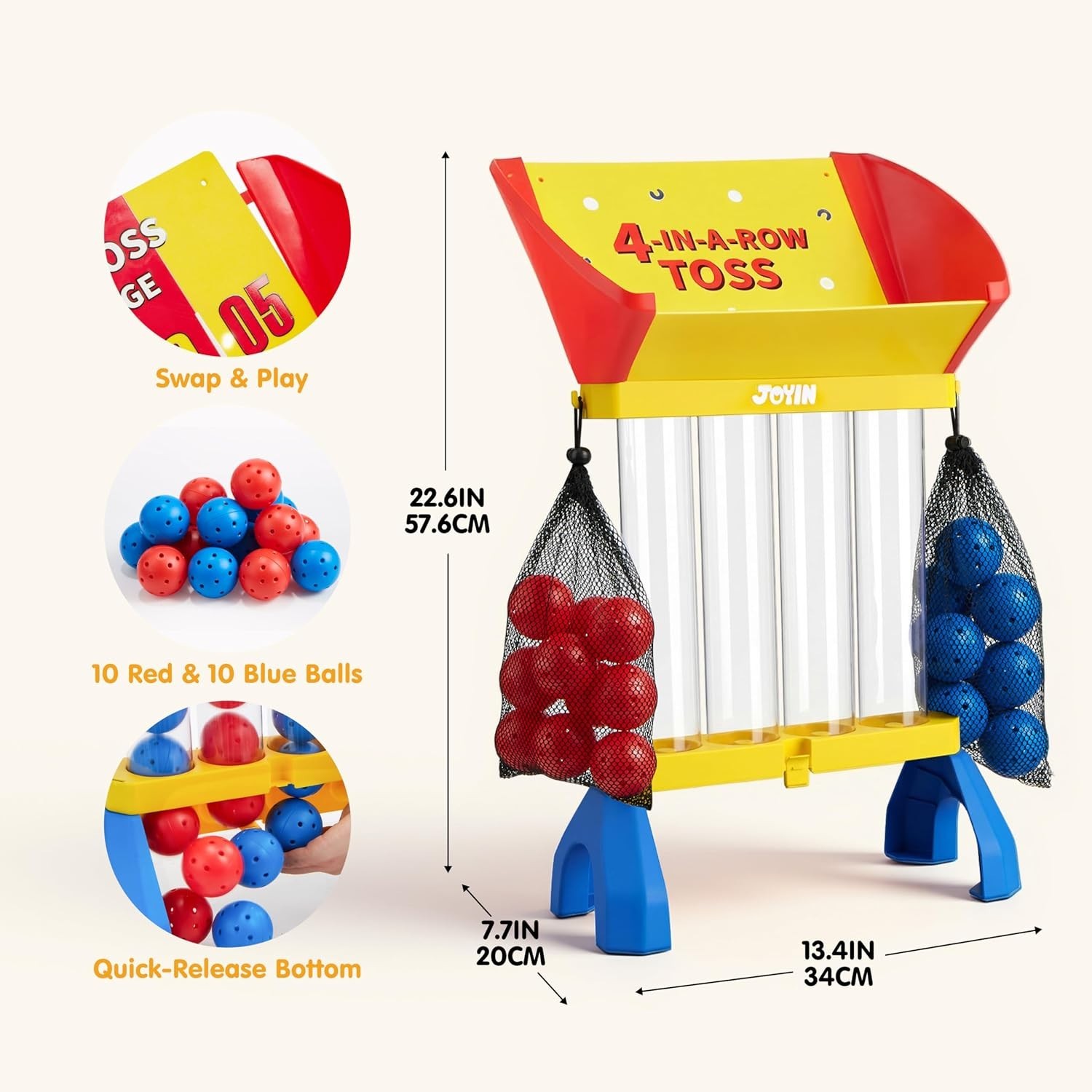 Giant 4-in-a-Row Toss & Score Game for Kids Adults Indoor Outdoor Yard