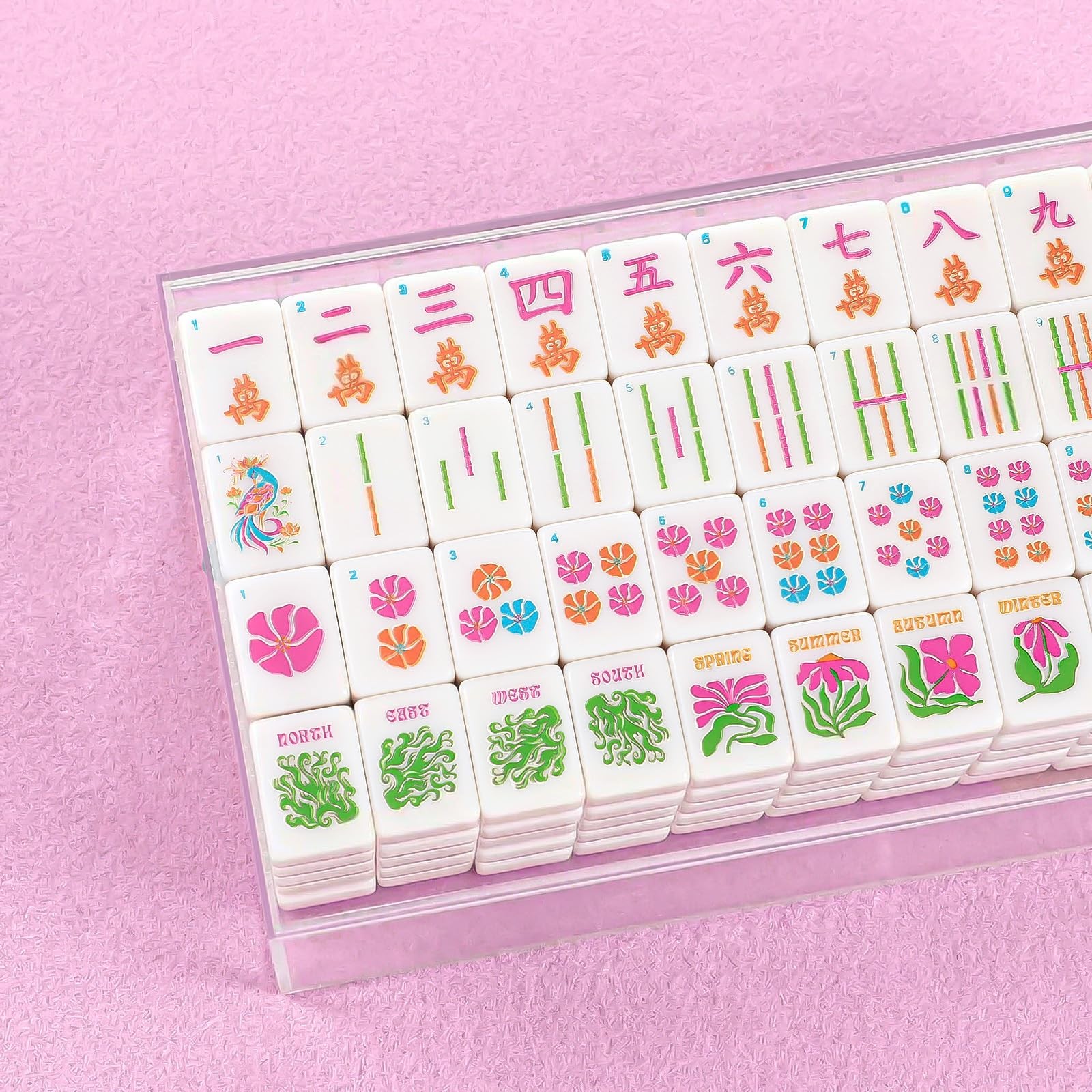 Soulchen 160 Pink Kaleidoscope American Mahjong Tile Set with Acrylic Storage…