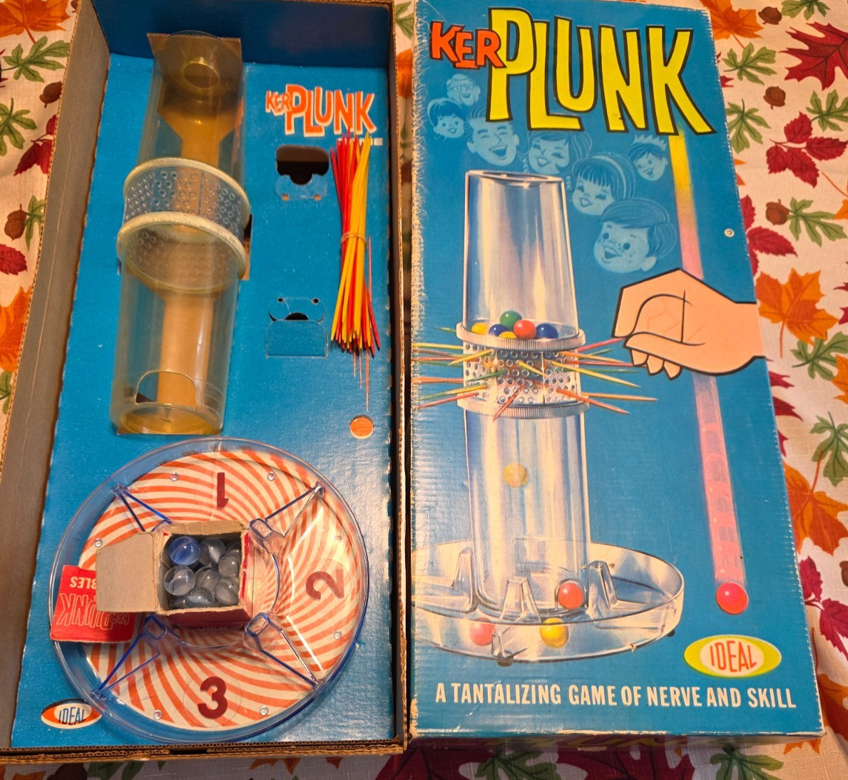 Vintage 1967 KerPlunk Game Ideal Complete in Box /Marbles Nice condition