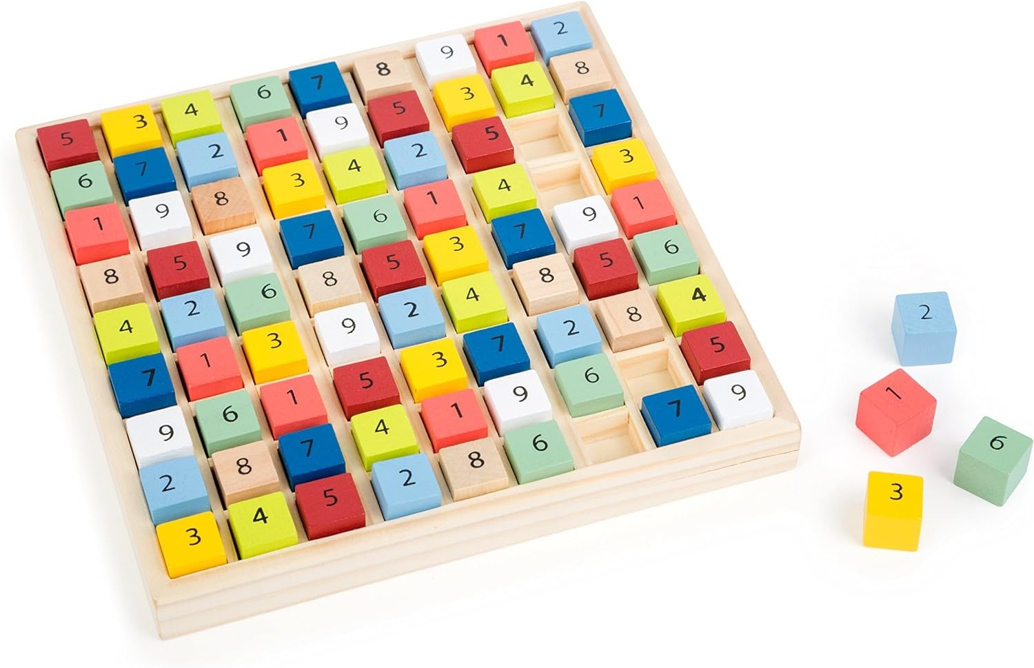 small foot 11164 Colourful Sudoku “Educate” made of wood, with 81 number cubes i