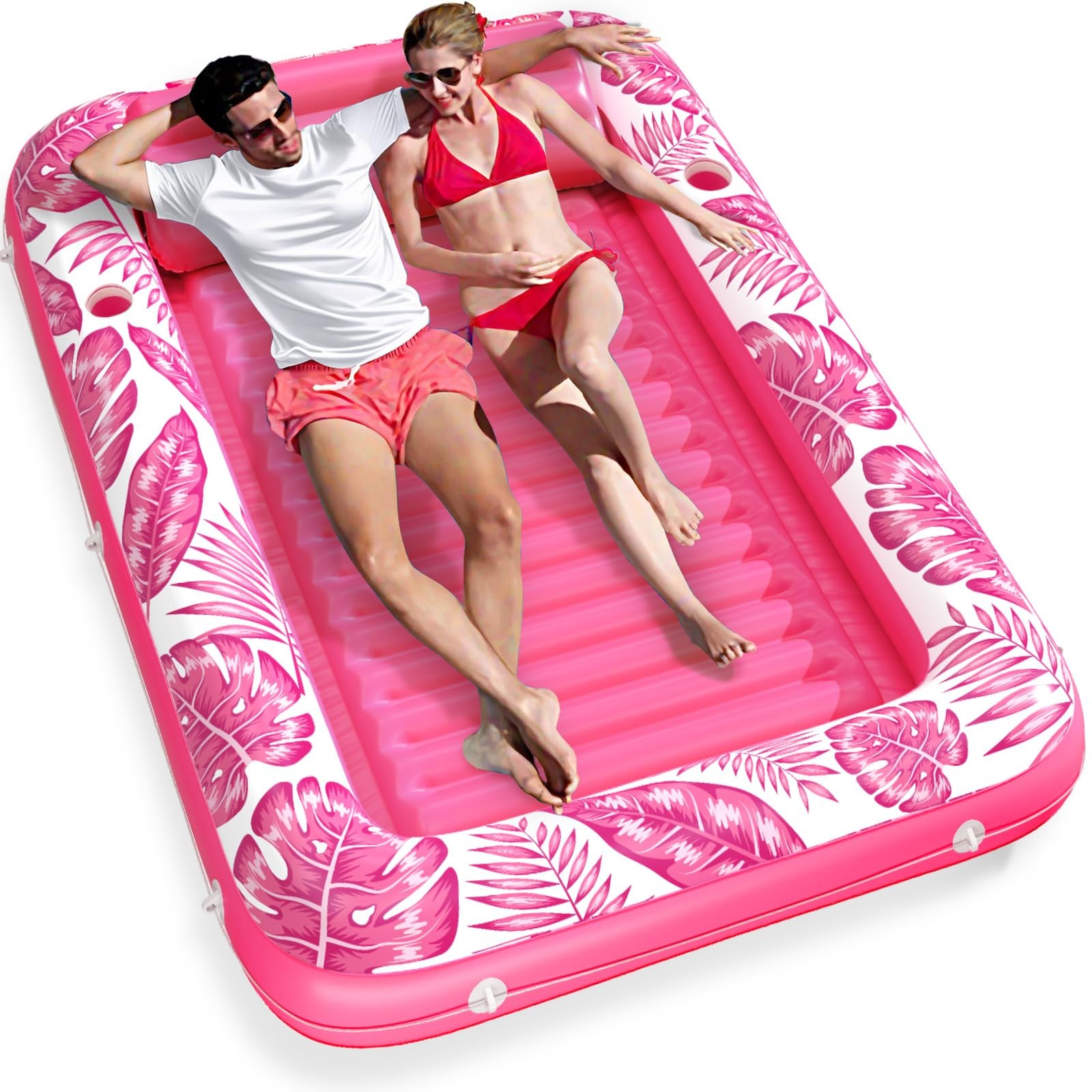 Inflatable Pool Lounger Float 4 in 1 Sun Tan Tub Sunbathing Raft Jasonwell Led