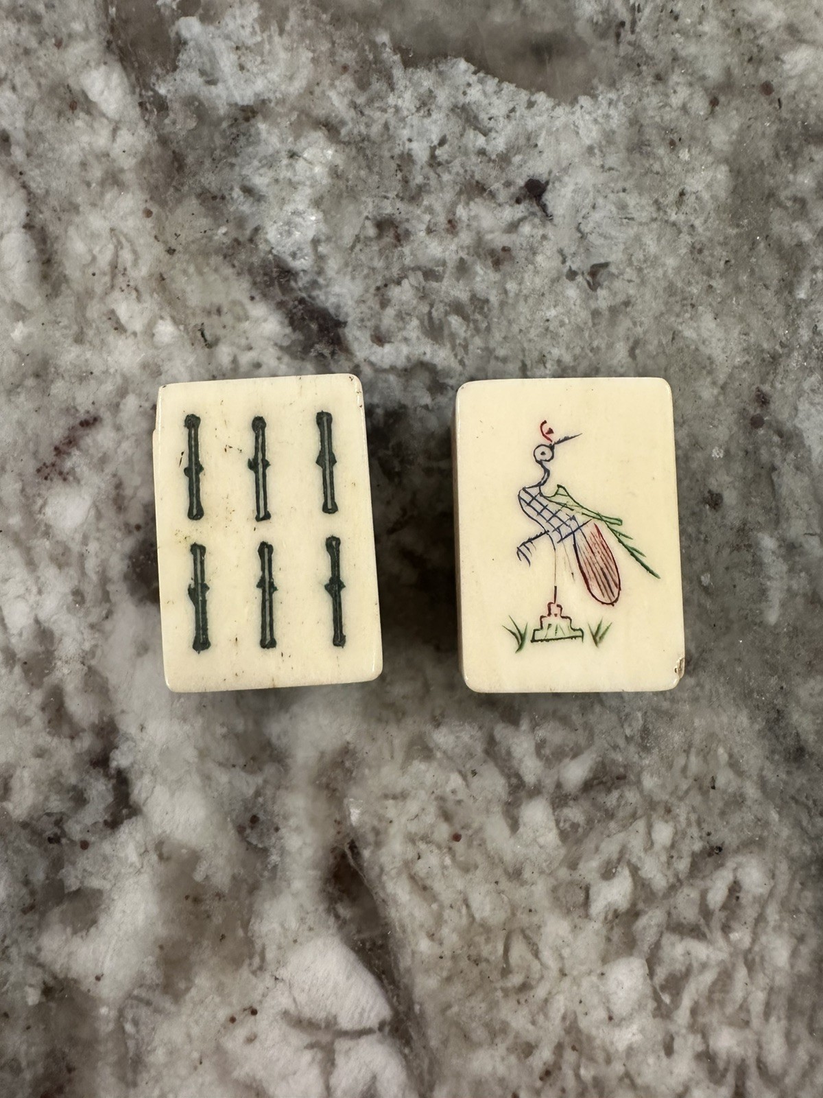 Antique Chinese Mahjong 5 Drawer Wood Box Set Bamboo Bone Mah-Jongg 144 pieces.
