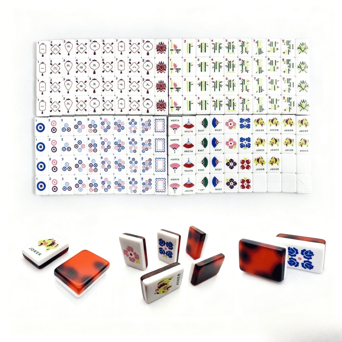 Tortoiseshell Double Layer Acrylic American Mahjong Tiles 160-Piece USA Standard
