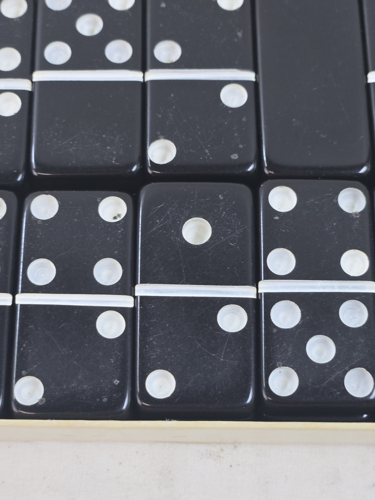 Vintage Marblelike Super Thick Dominoes Game Set Made in USA Traditional Tile