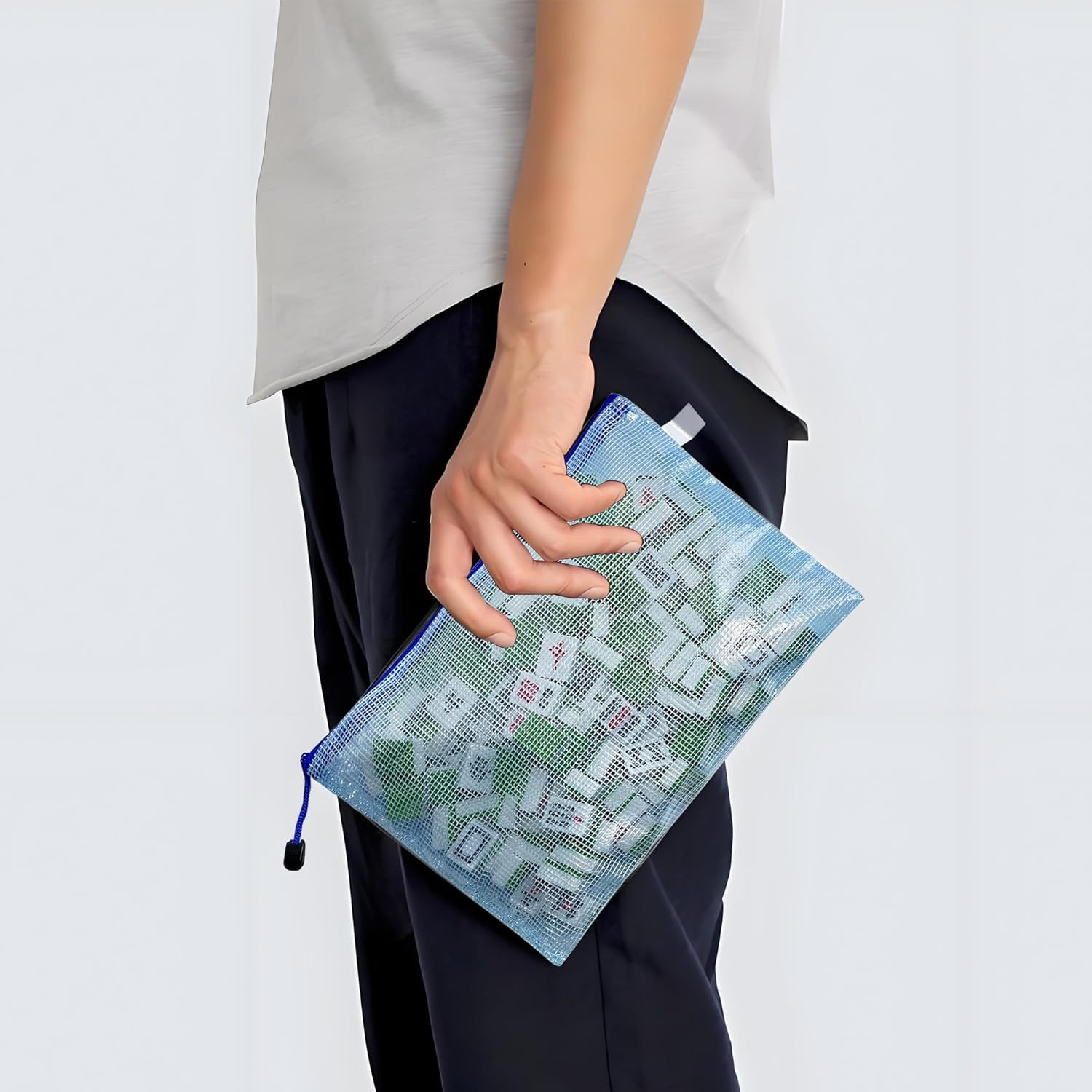 2Pack Mahjong Tile Bag, Mahjong Storage Bag with Zipper for Organizing Classroom