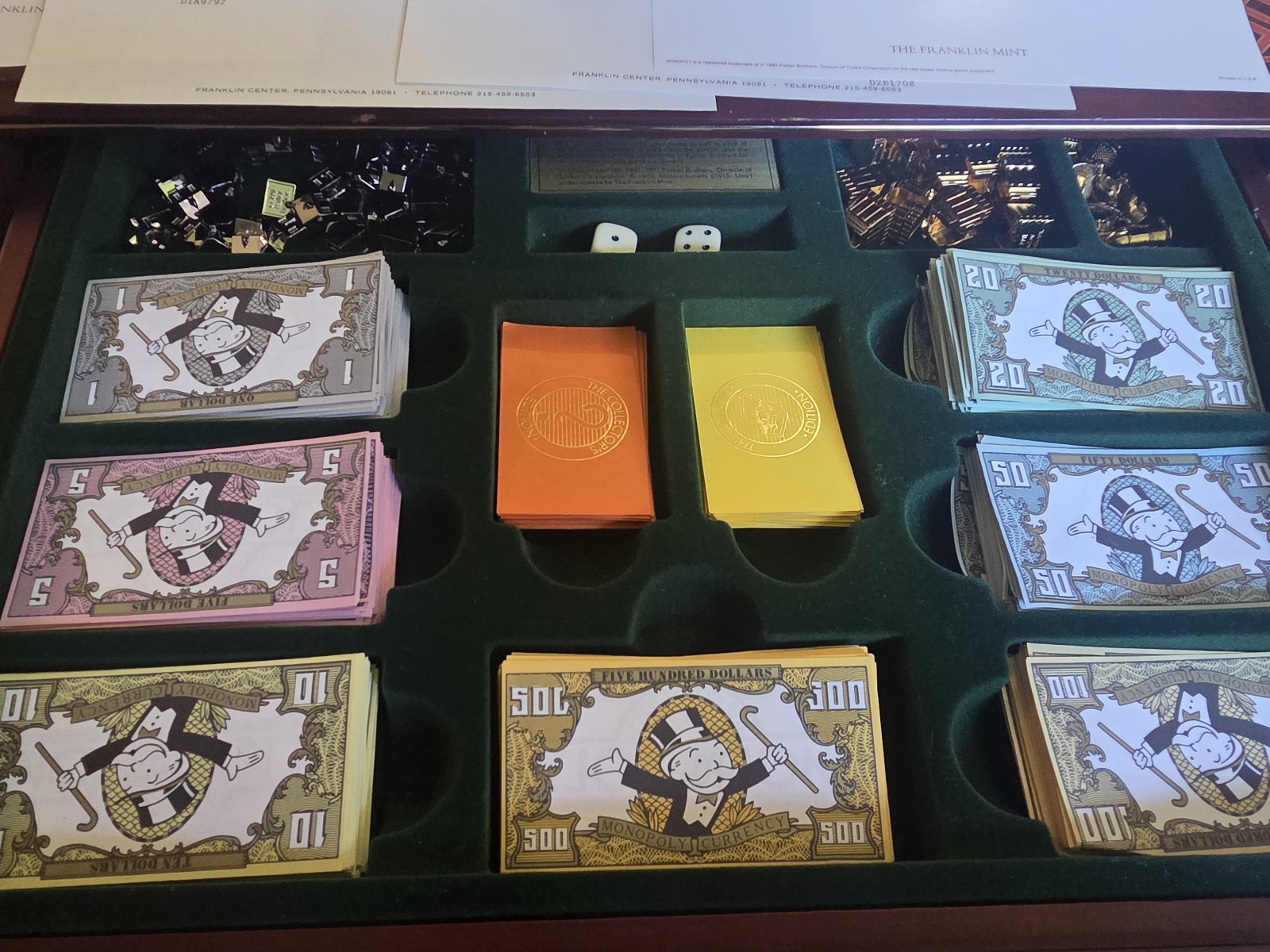 Franklin Mint MONOPOLY Collector’s Edition Wood Board Game 1991 Complete* W/ COA