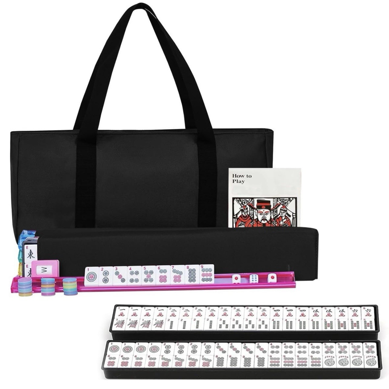 雀友 Treyo USA Travel American Mahjong Set 166 Tiles with Numbers And Jokers