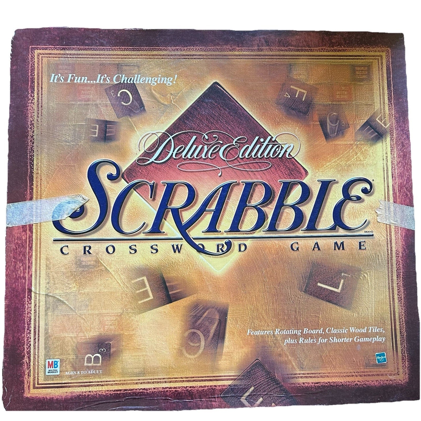 Scrabble Deluxe Edition 1999 Crossword Game Turntable Board Wood Tile Complete