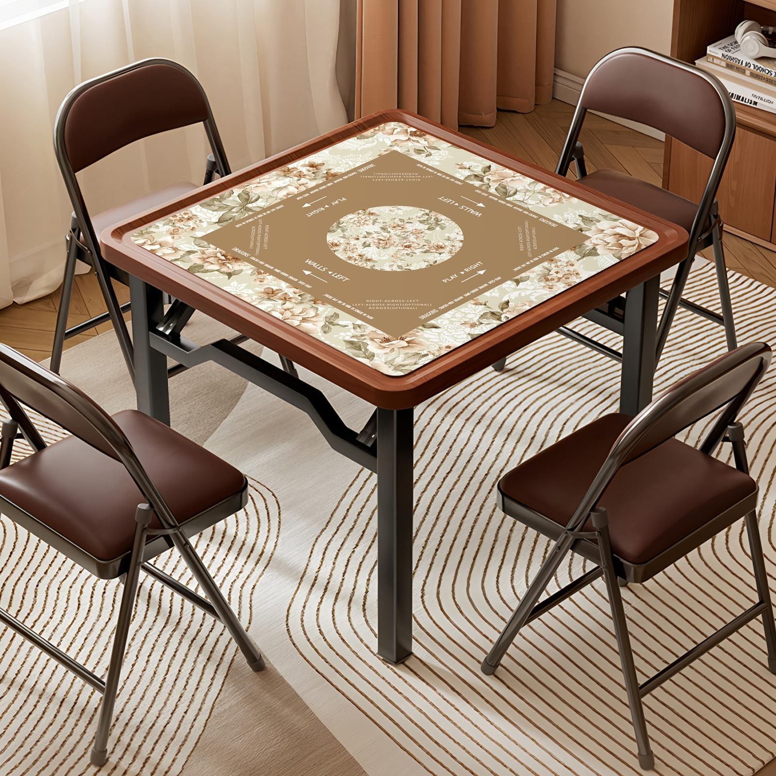 Mahjong Mat – 33″x33″ Non-Slip Noise Reduction Gaming Mat for Table, 3mm Thic…