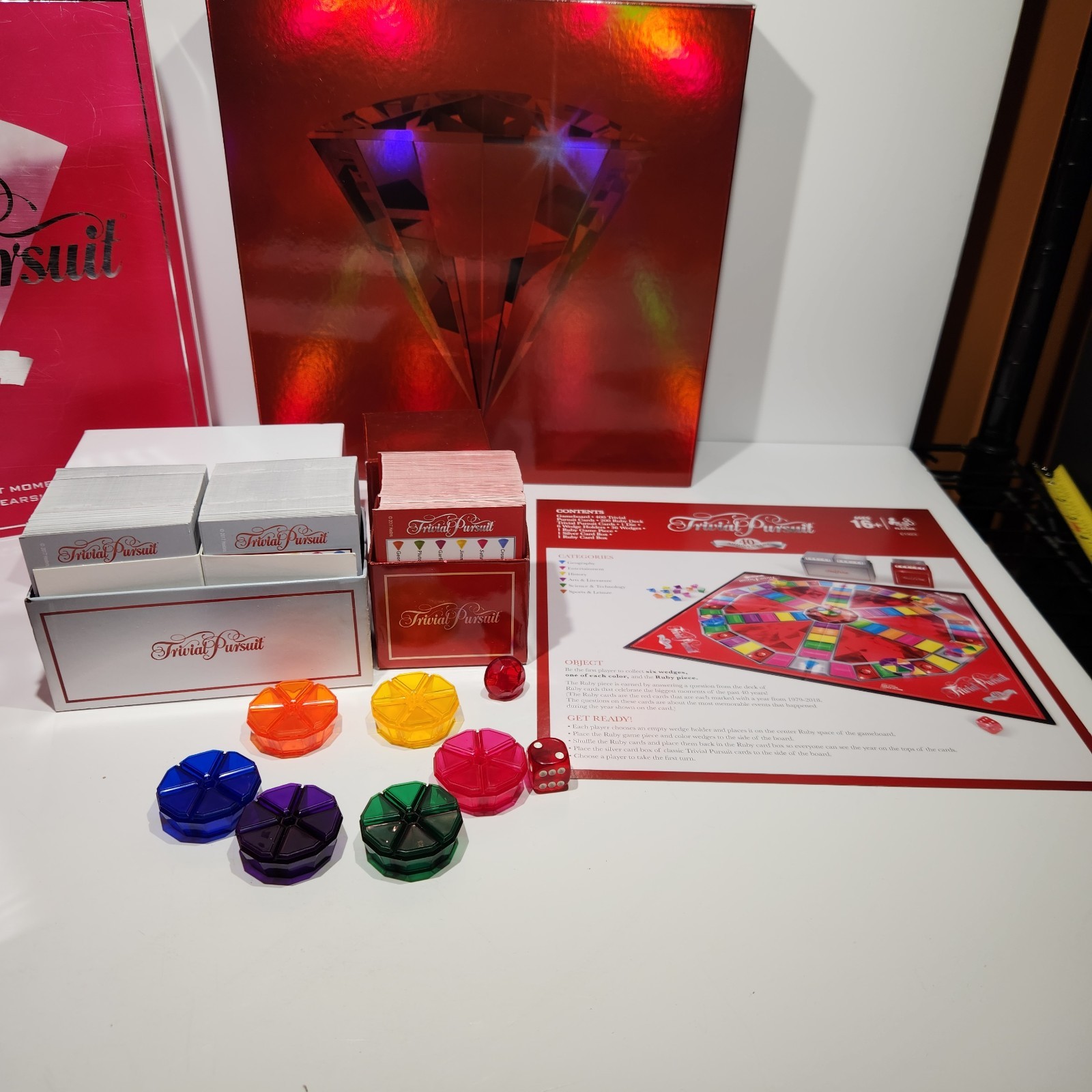 Trivial Pursuit Ruby Edition 40th Anniversary Board Game 100% COMPLETE!