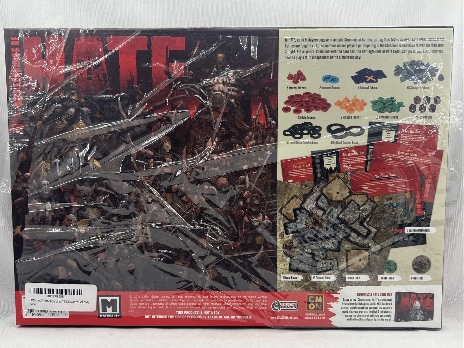 CMON Battlegrounds Of Hate Guillotine Games Kickstarter Open Box Cut Cello READ
