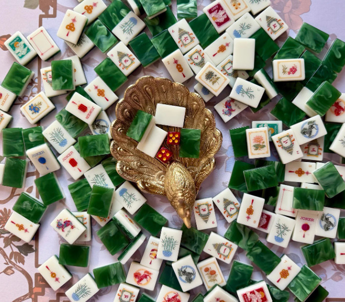 New high-end Emerald Wealth American Mahjong Tiles set,160 tiles+ Bag