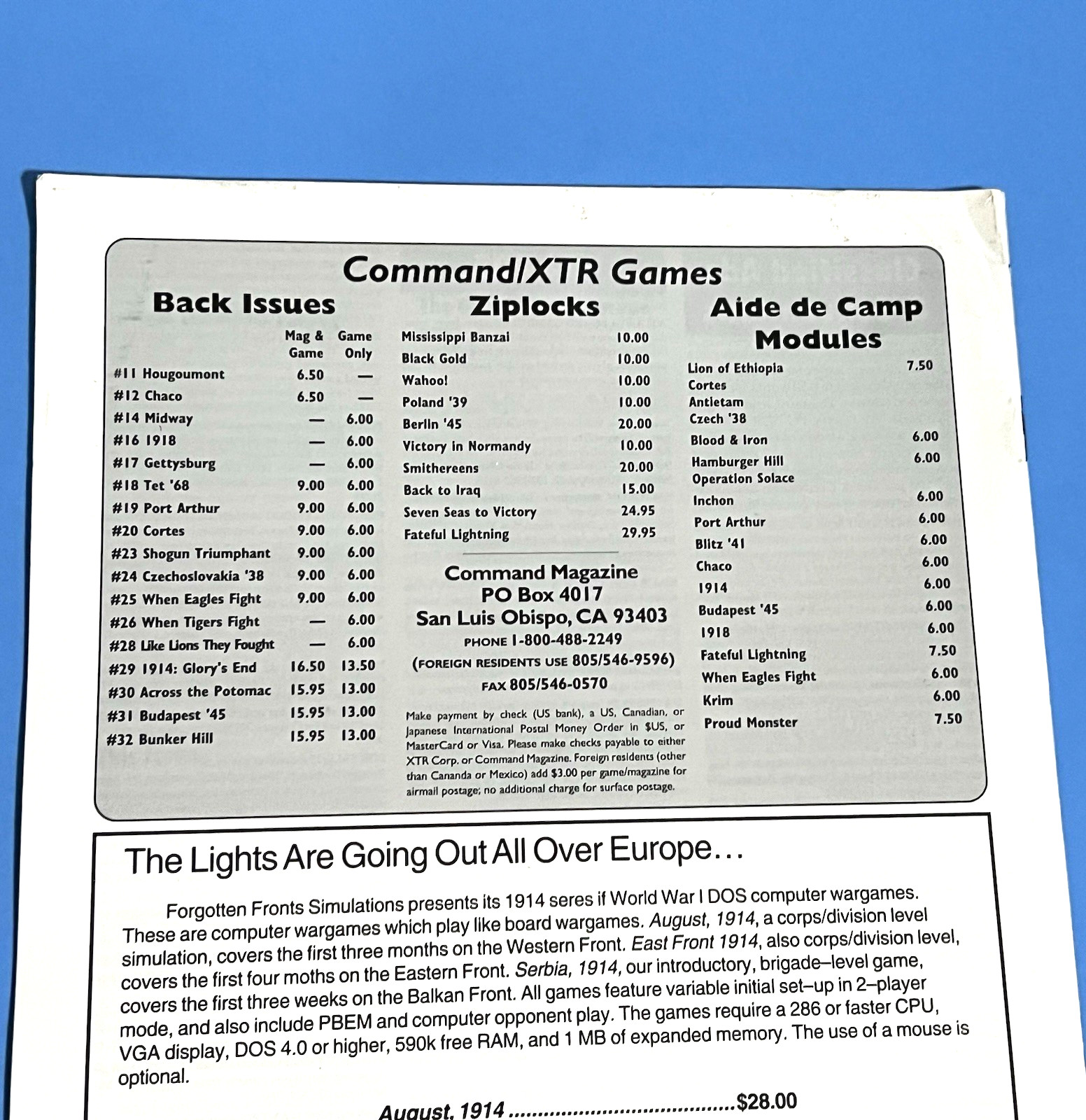 XTR Command Mag #34 w/Death & Destruction and Rommel at Gazala games. NEW, UP