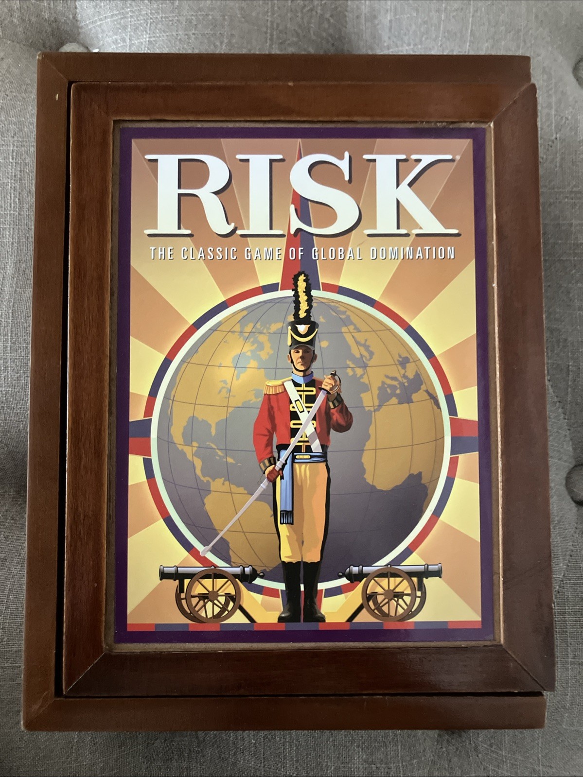 “RISK” ~ VINTAGE GAME COLLECTION ~ WOODEN BOOKSHELF BOX ~ PARKER BROTHERS