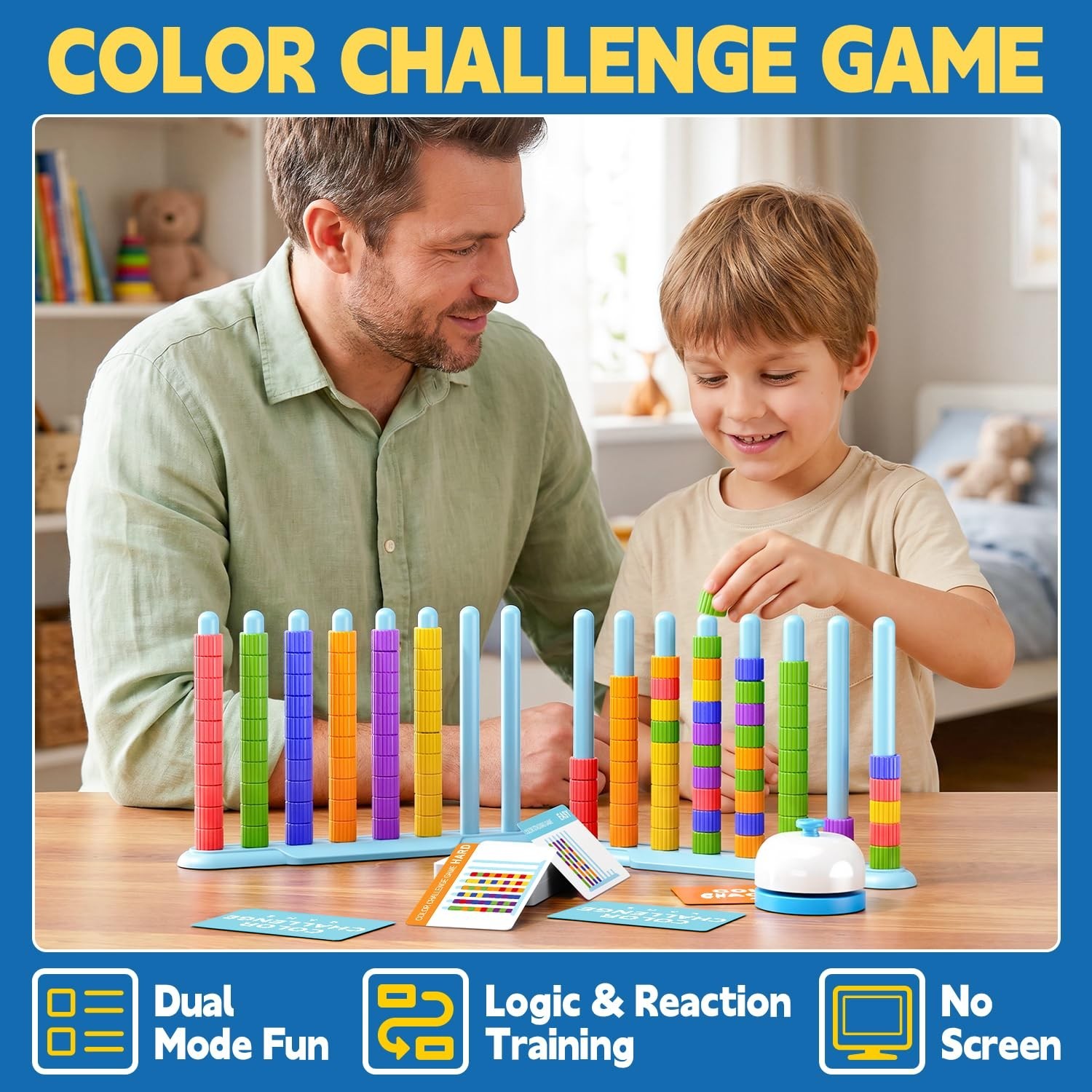 Color Matching Puzzle Game – 2 Pack Family Fun, Stacking Game for Kids & Adults,