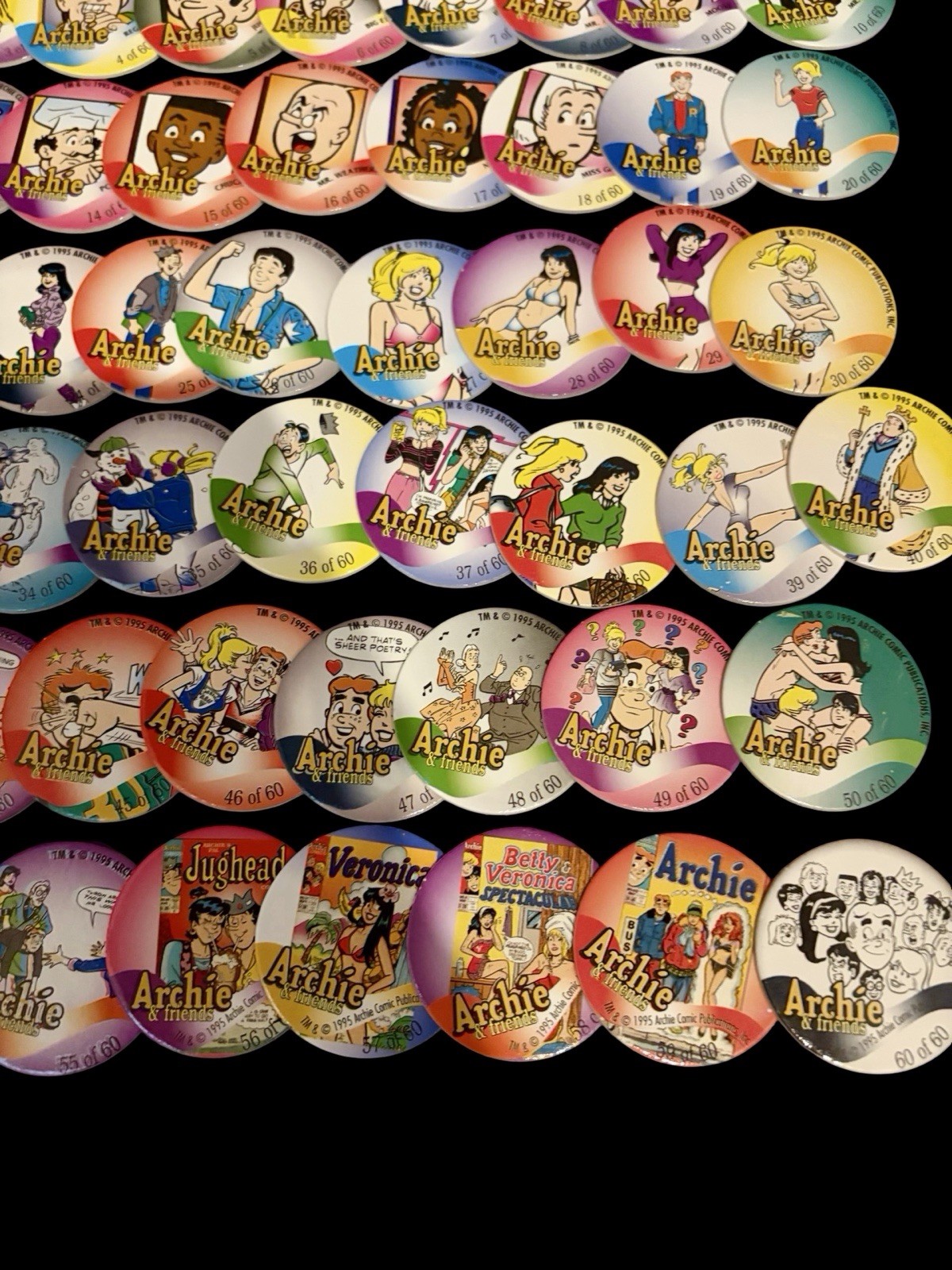 90s Pogs Lot Of 60 Archie Comics POGs