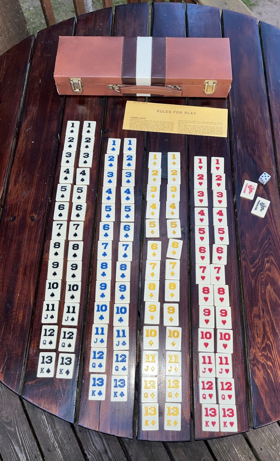 1970 Vintage Rummy Cube Game Faux Leather Case Complete Set