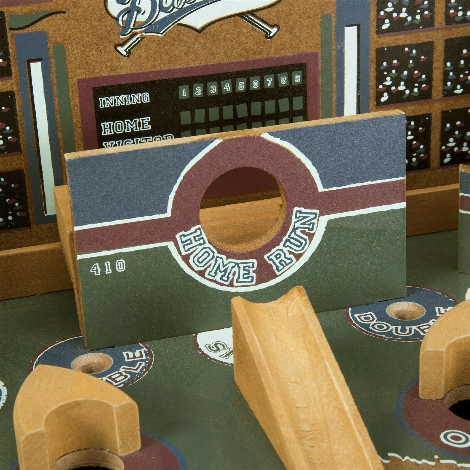 Table Top Wooden Baseball Diamond Pinball Set 13 x 12 Inches Kids Adult Game