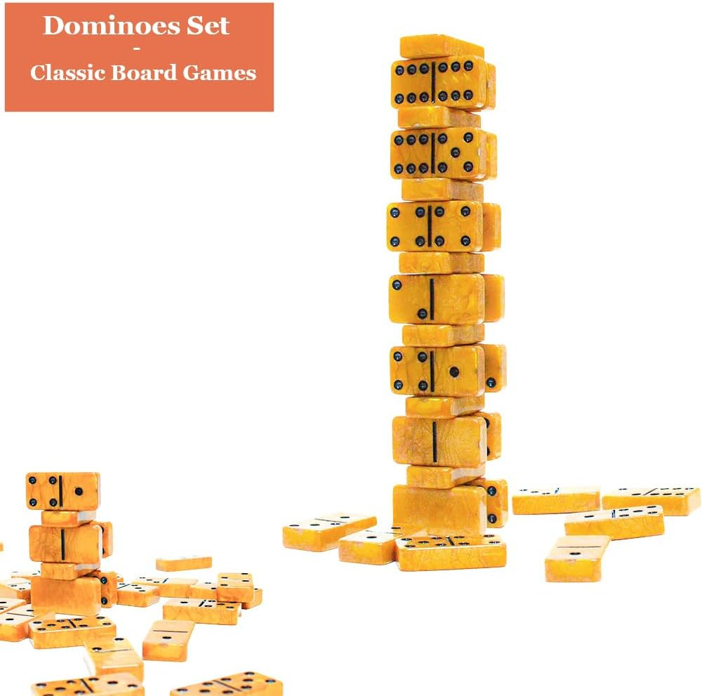 Dominos Set for Adults, Thick Domino, Double 6 Dominoes Set for Adults and Kids,