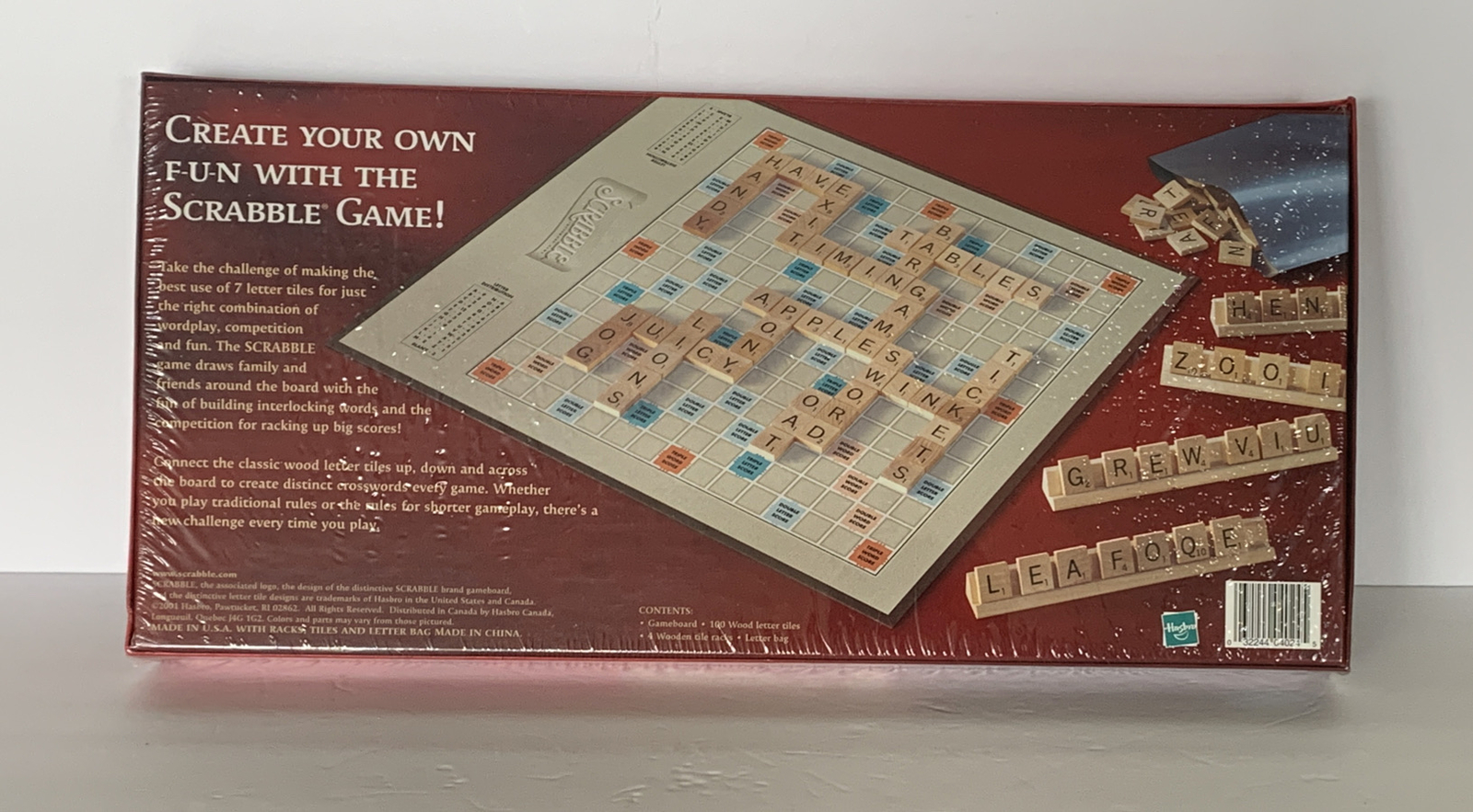 Scrabble Crossword Board Game Hasbro Gaming 2001 Game Night Brand New Sealed