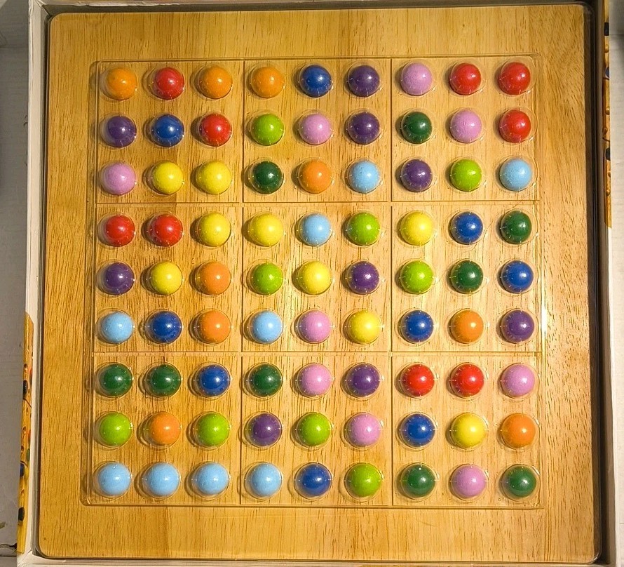 ColorKu Game The Color Sudoku Puzzle Solid Wood w/ Pieces ONLY NO CARDS, READ