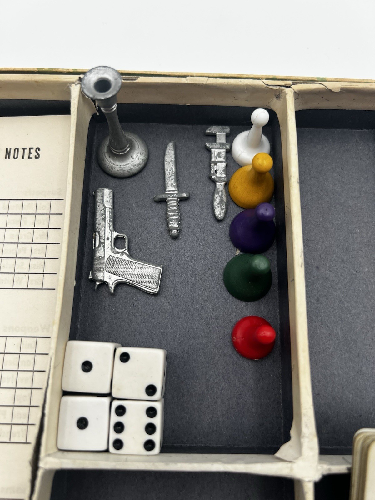 Vintage 1949 Parker Brothers CLUE Detective Game Metal Pieces Incomplete