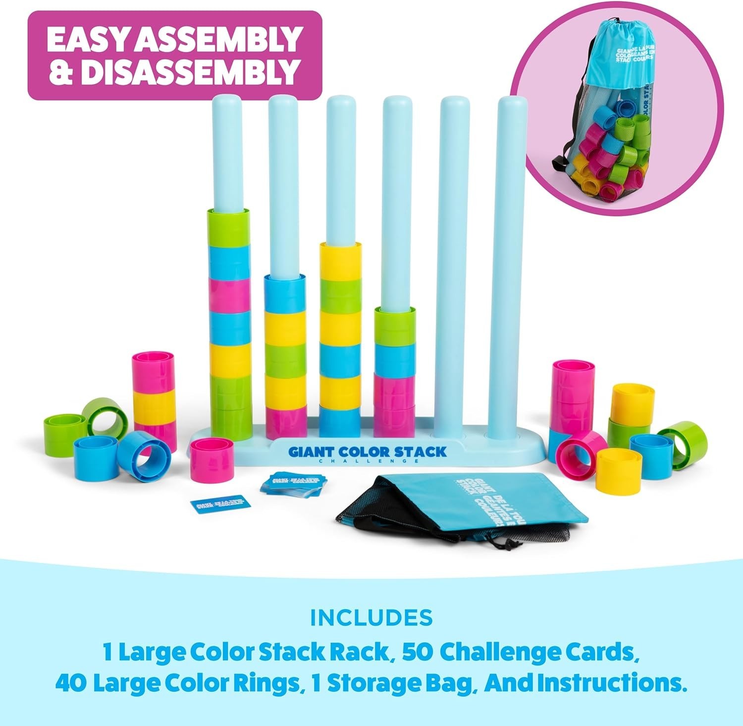 Giant Color Stack Challenge by Relatable – Strategy Stacking Game with 50 Puzzle