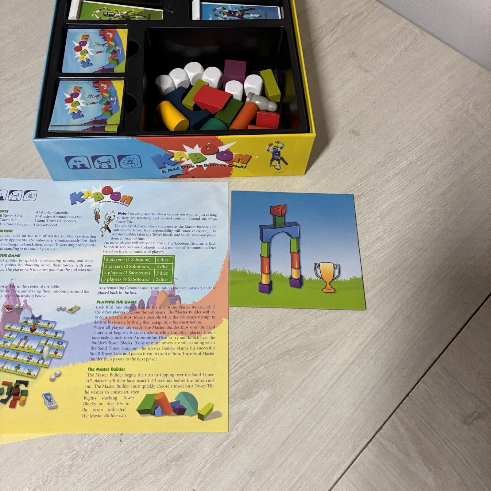 Blue Orange Kaboom Stacking Crashing Building Board Game Strategy 90% Complete