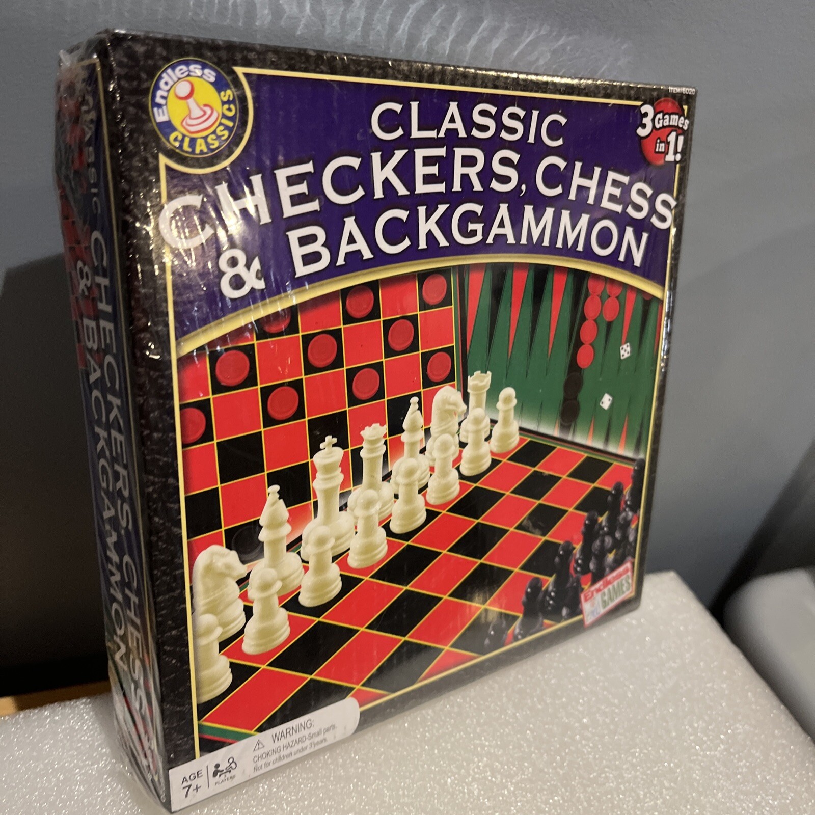 Classic Checkers, Chess and Backgammon Set – For Ages 7 Years and Up, New!