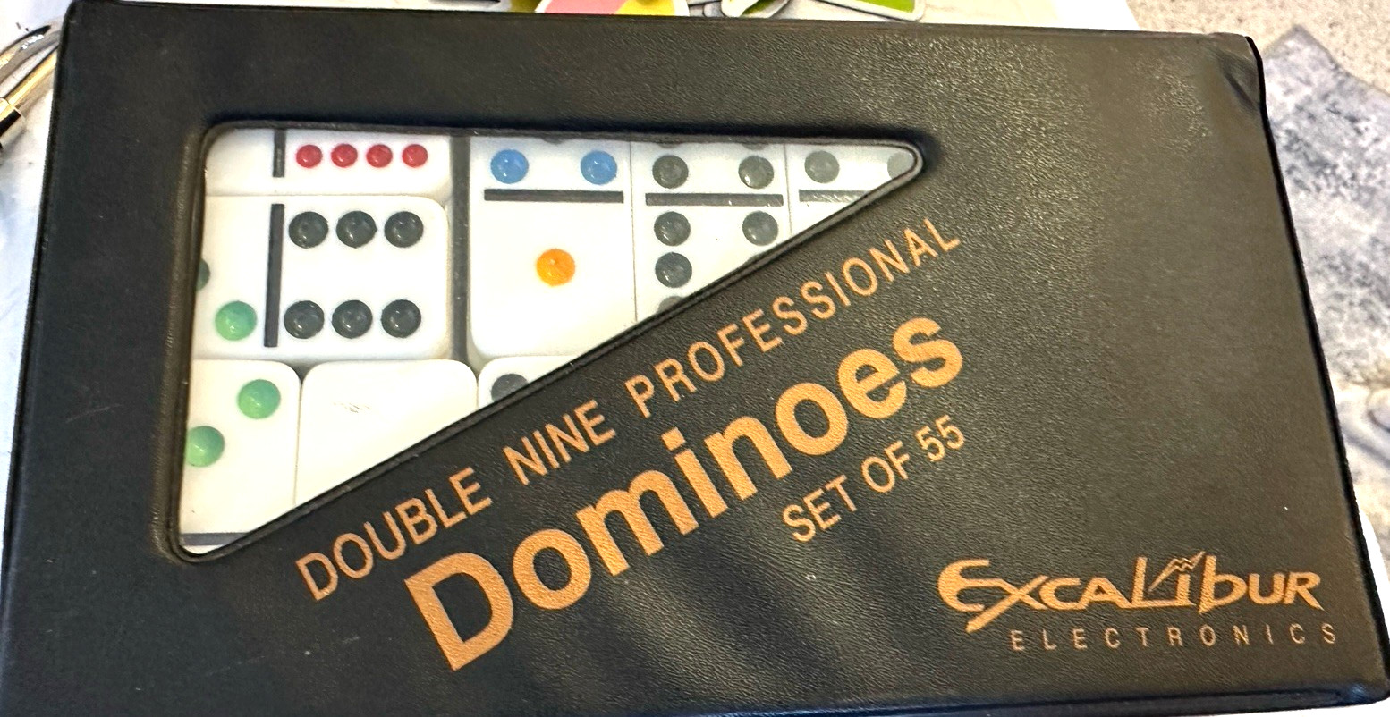 Excalibur Electronics Double Nine Professional Dominoes Set of 55 w/ Case Unused