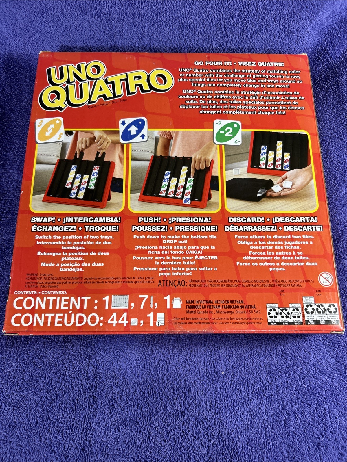 UNO QUATRO Mattel Games (2-4 Players) 7+#92