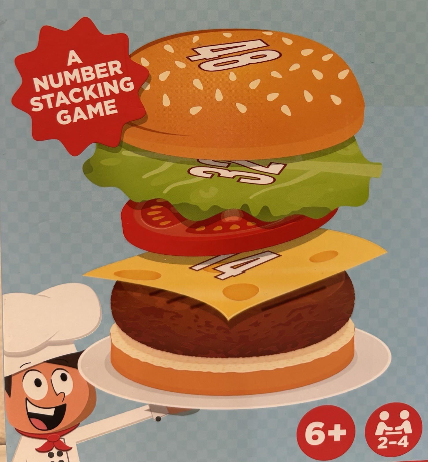 Old East Main Co. Burger Pile-Up! Number Stacking Family Game 6+ 2-4 Players
