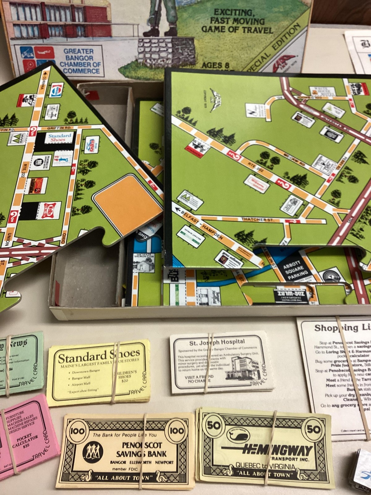 Vintage All About Town Greater Bangor Maine Board Game 1979 Map Multicolor