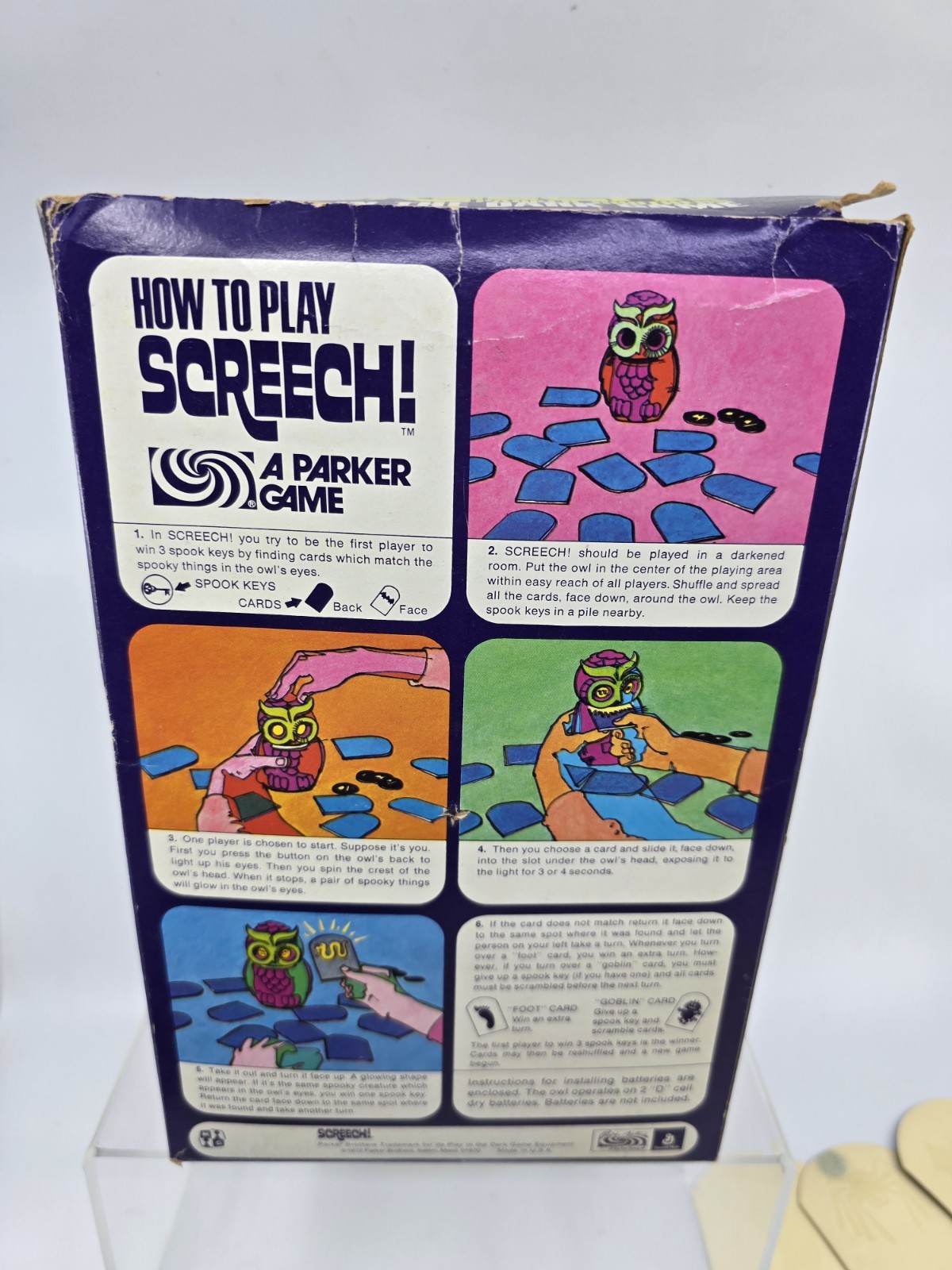 Screech Play In The Dark Game Parker Brothers Owl 1972 Action Concentration Work