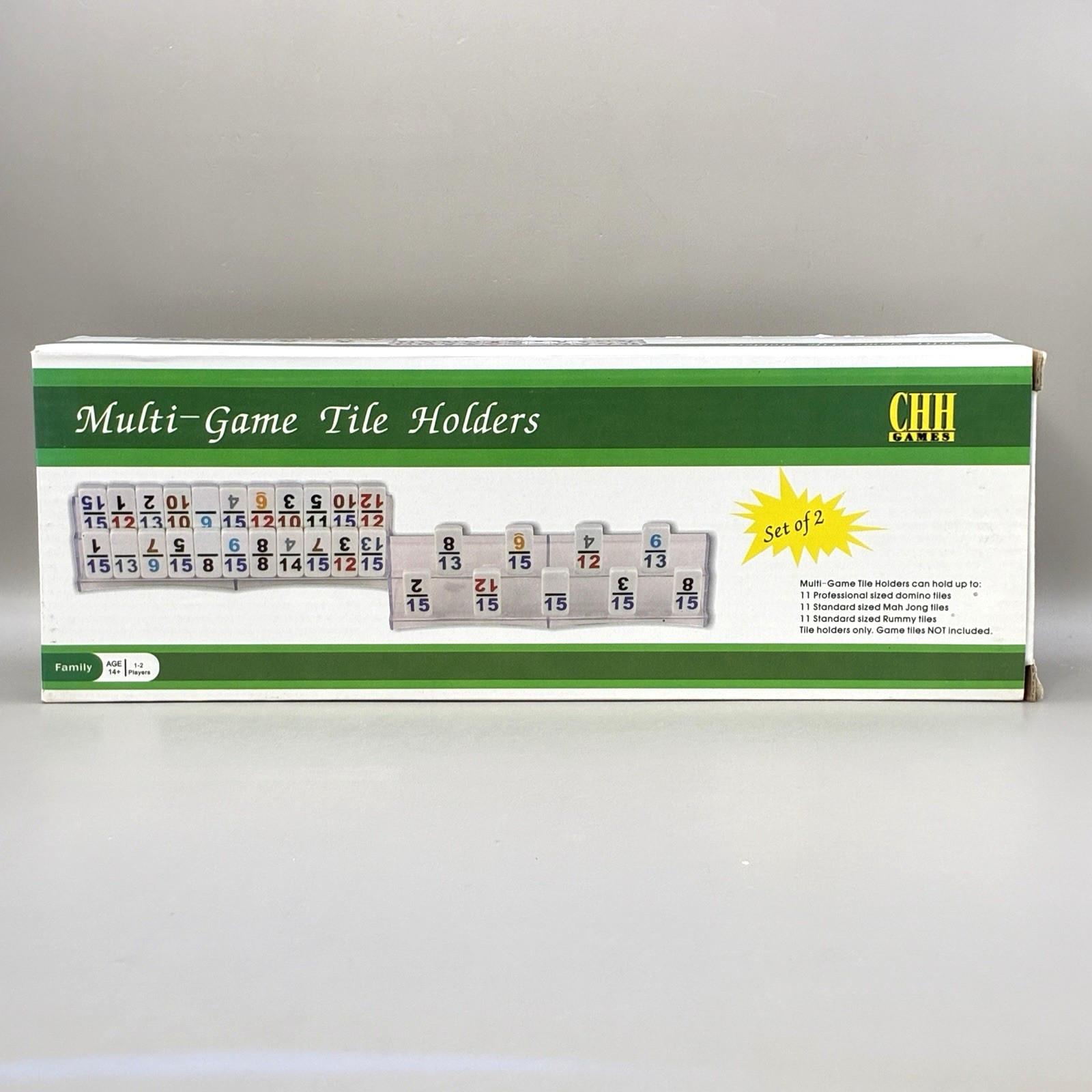 Rummy Mah Jong Tile Holder Set of 4 Clear Acrylic Trays Domino Racks NEW IN BOX