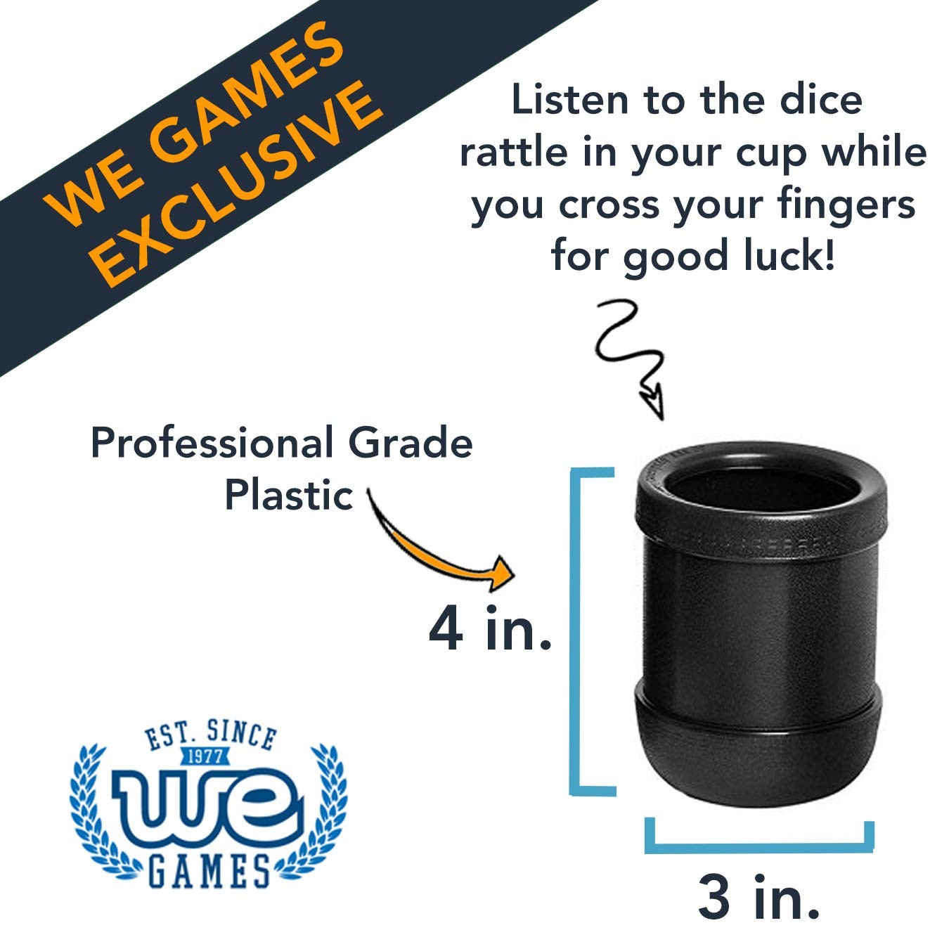 WE Games 4 Plastic Dice Cups, 20 Dice, Instructions for Liar’s Dice and 10 Games