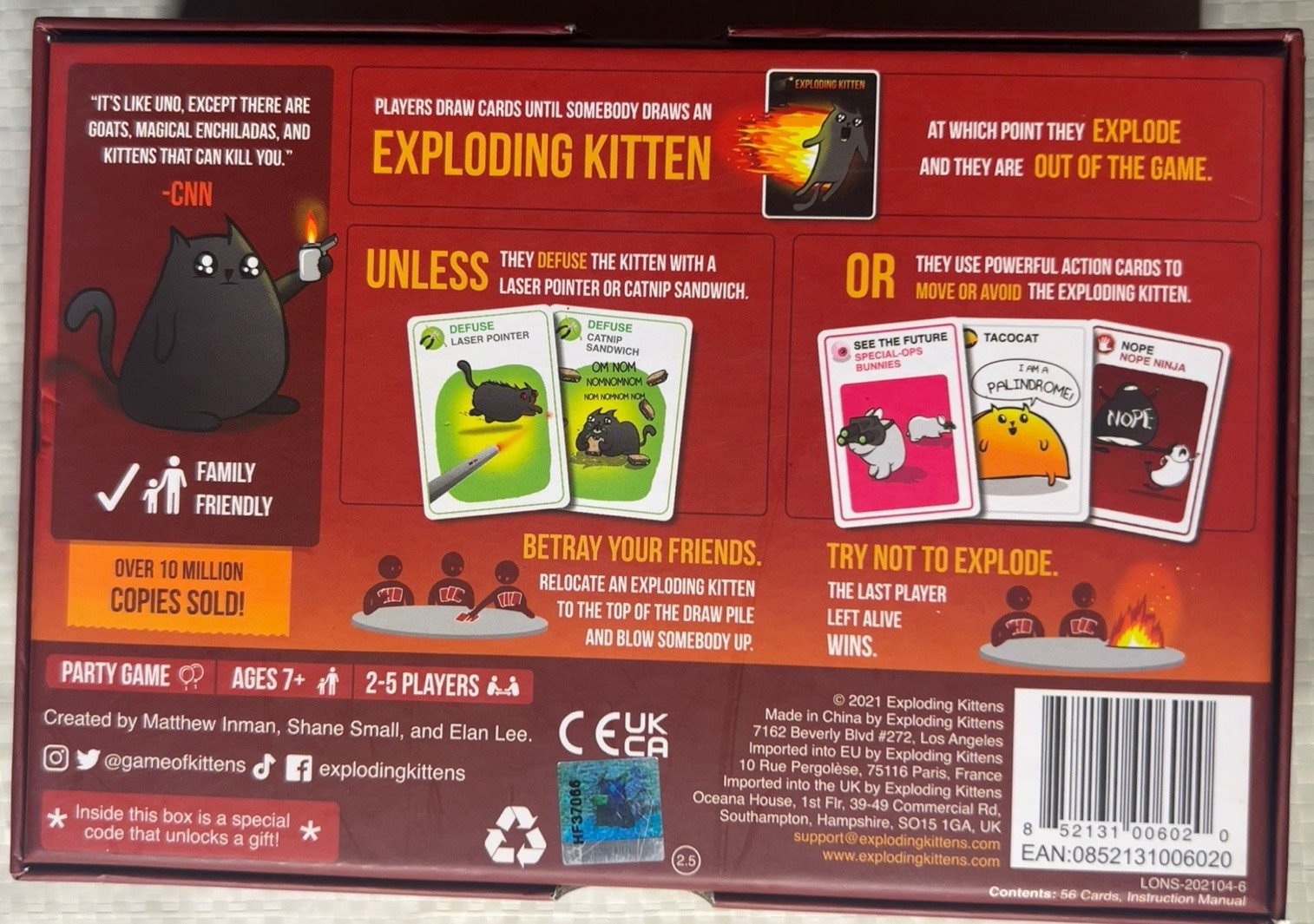Exploding Kittens Original Edition Complete Card Game 2021 Family Party Game