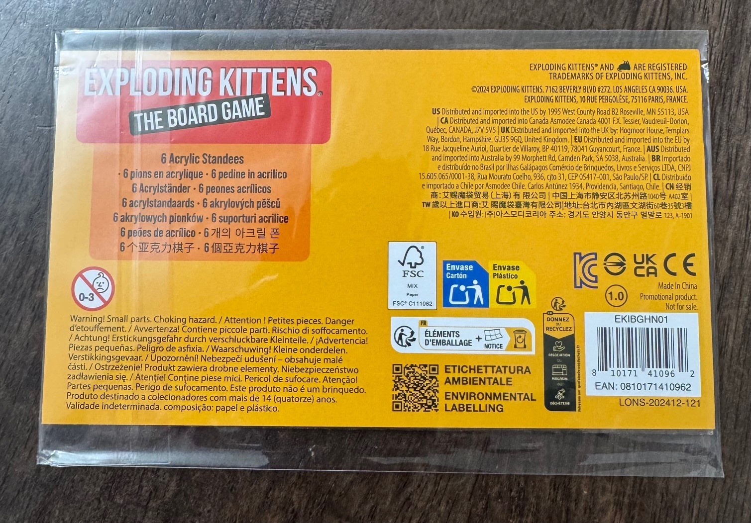 Exploding Kittens the Board Game 6 Acrylic Standees Promos