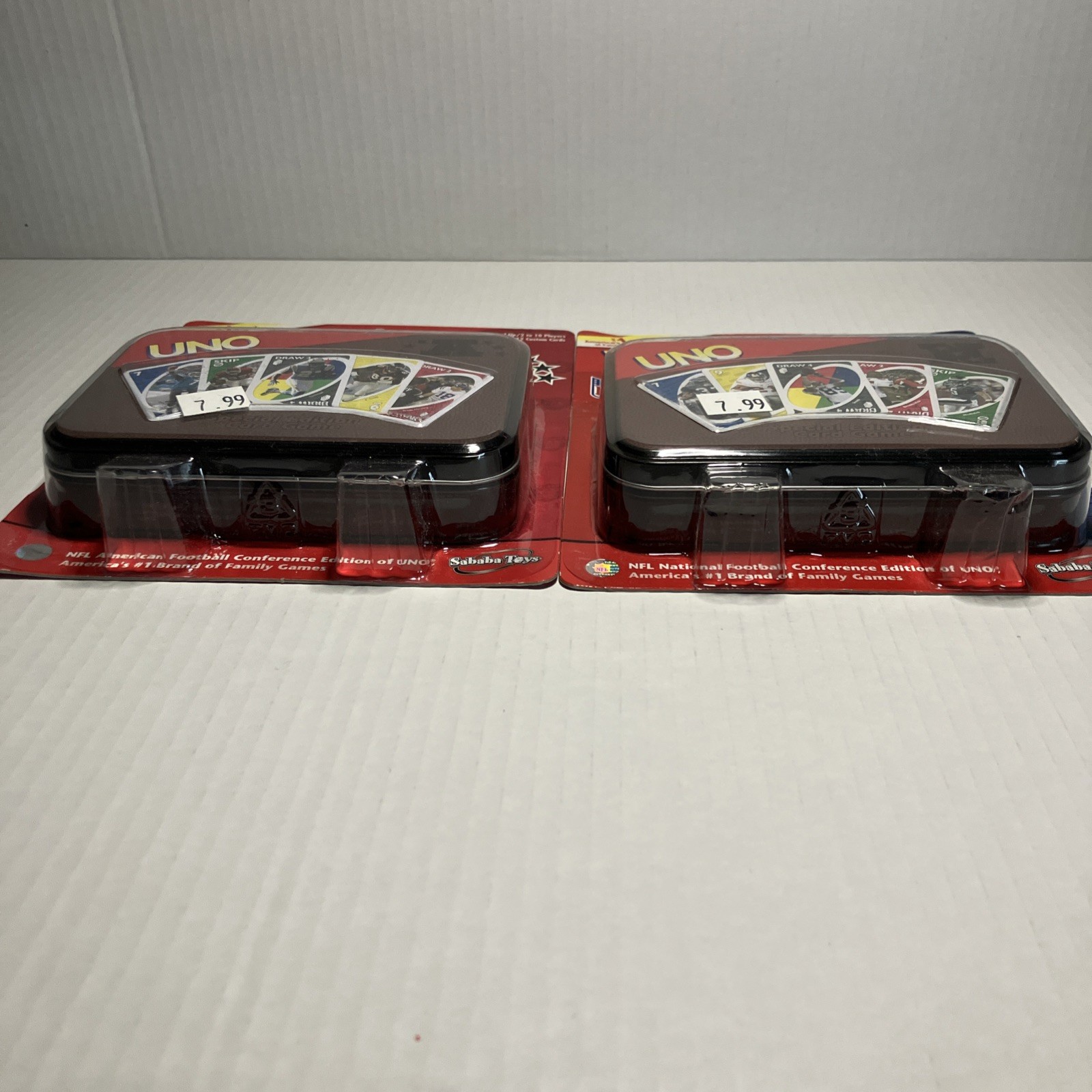 NIB NFL Special Edition Tin 2006 Mattel Card Uno Sets. NFC and AFC editions.