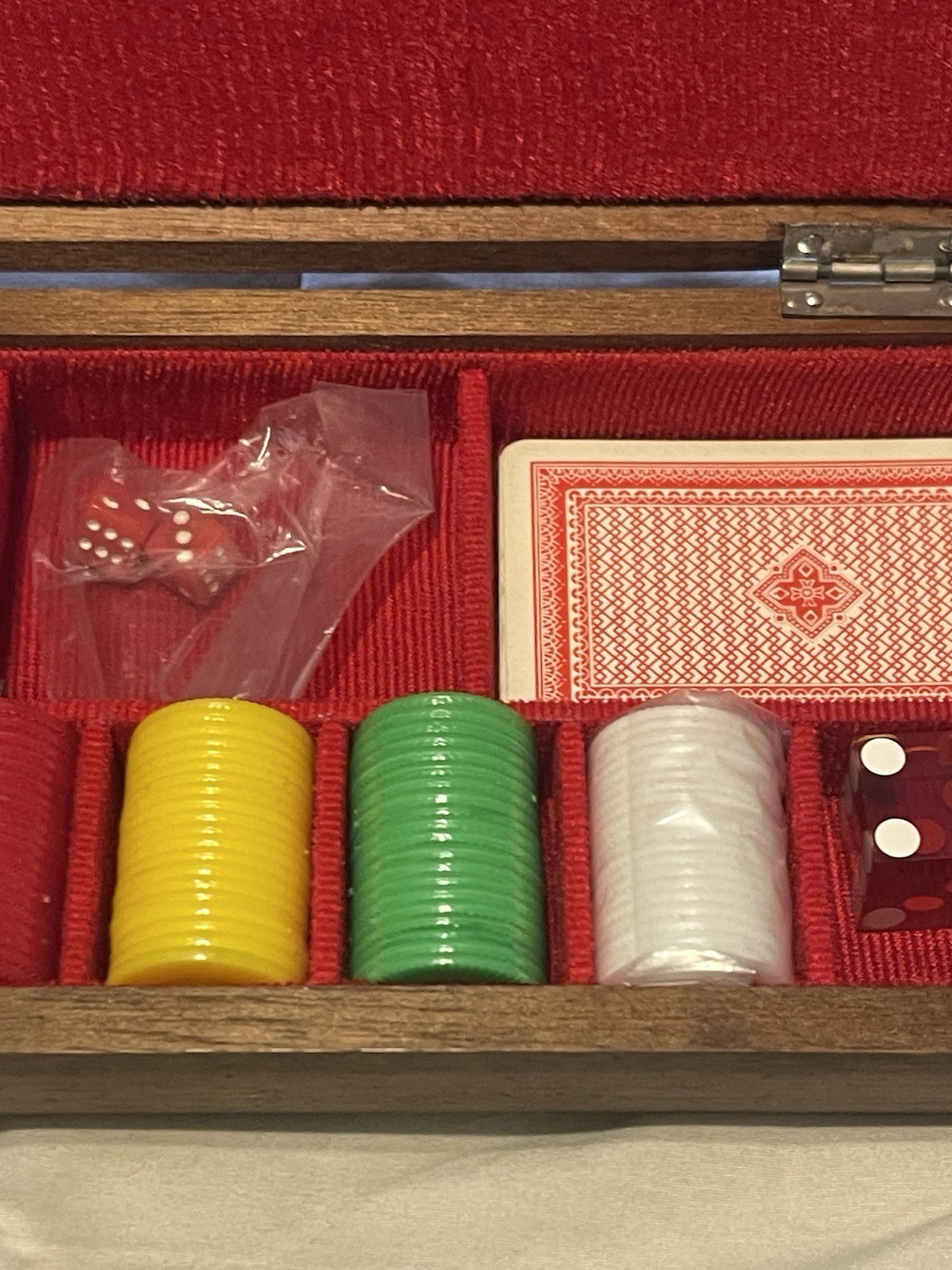 VTG Executive Jewel Box and Game Center Wooden Dice Cards Poker Chips Craps