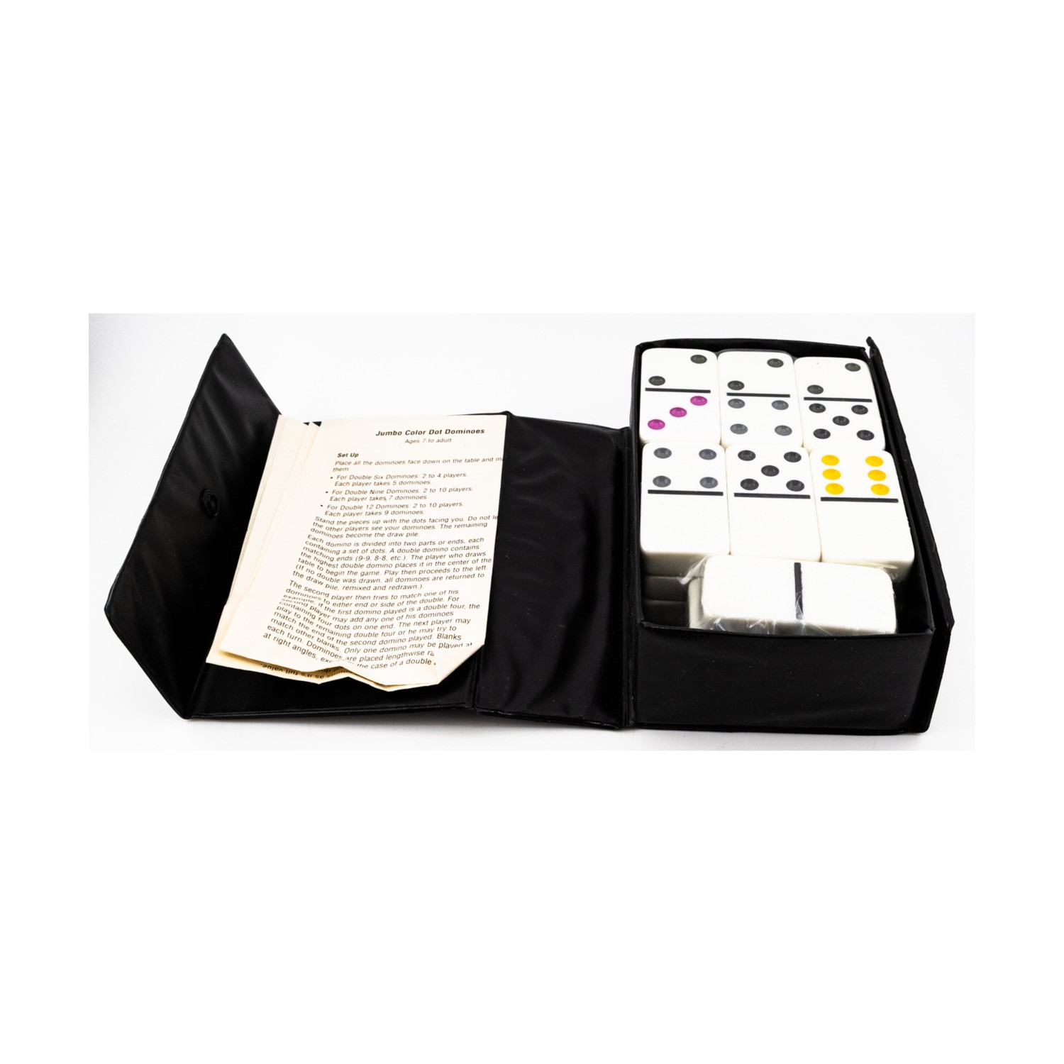 Pressman Boardgame Double Six Jumbo Color Dot Dominoes EX/Mint